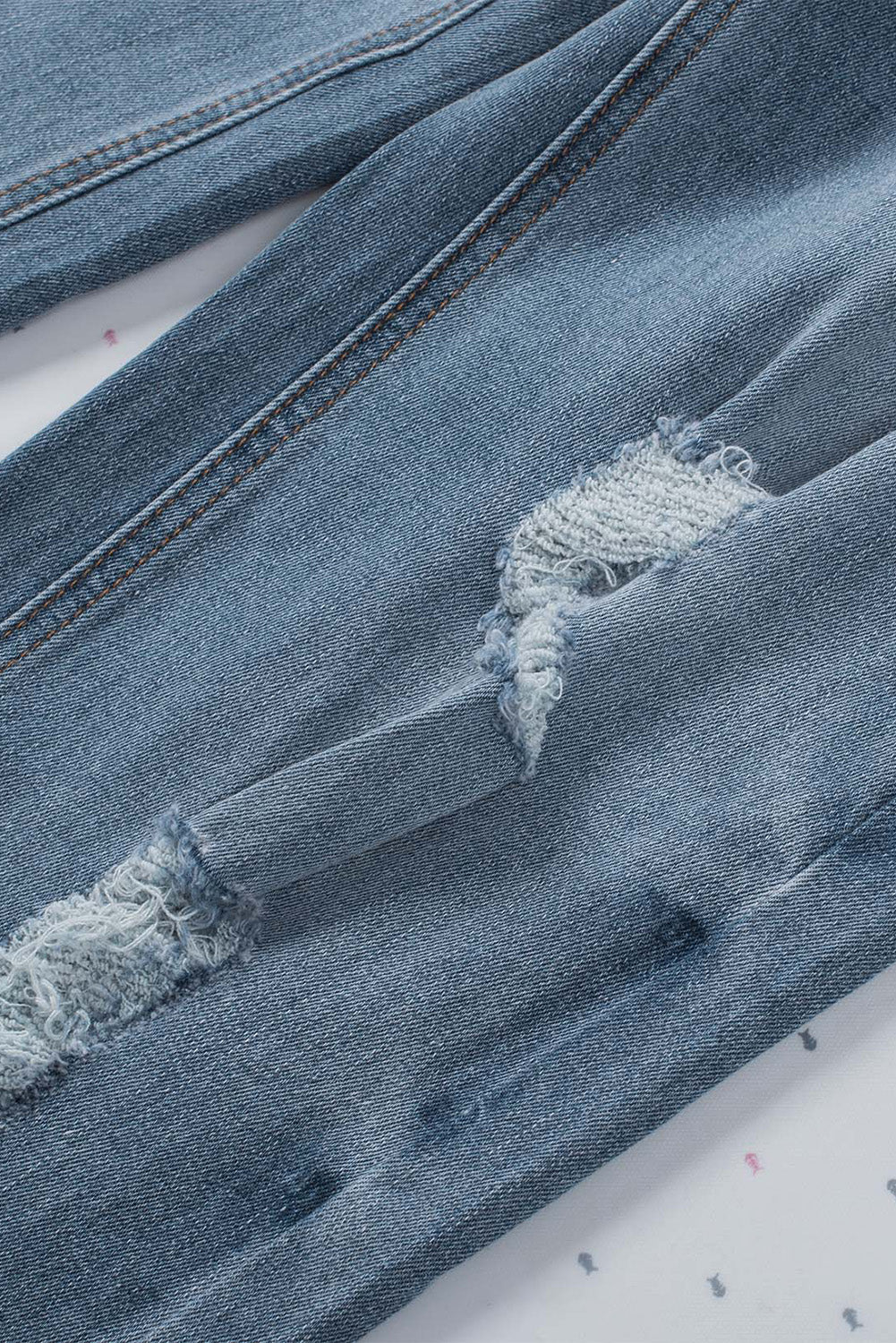 Distressed Ripped Slits Wide Leg Jeans