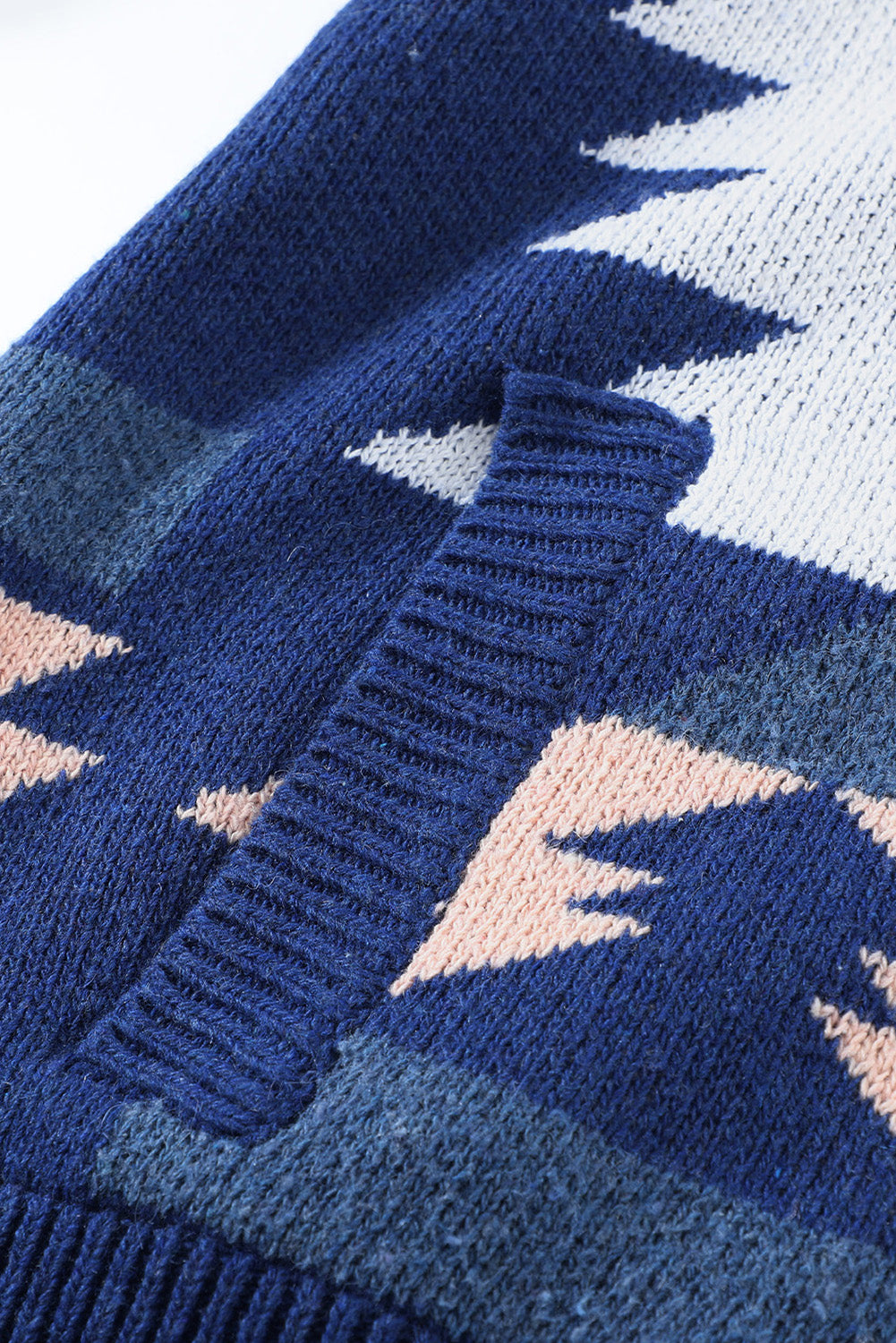 Retro Jacquard Pattern Buttoned Front Hooded Sweater