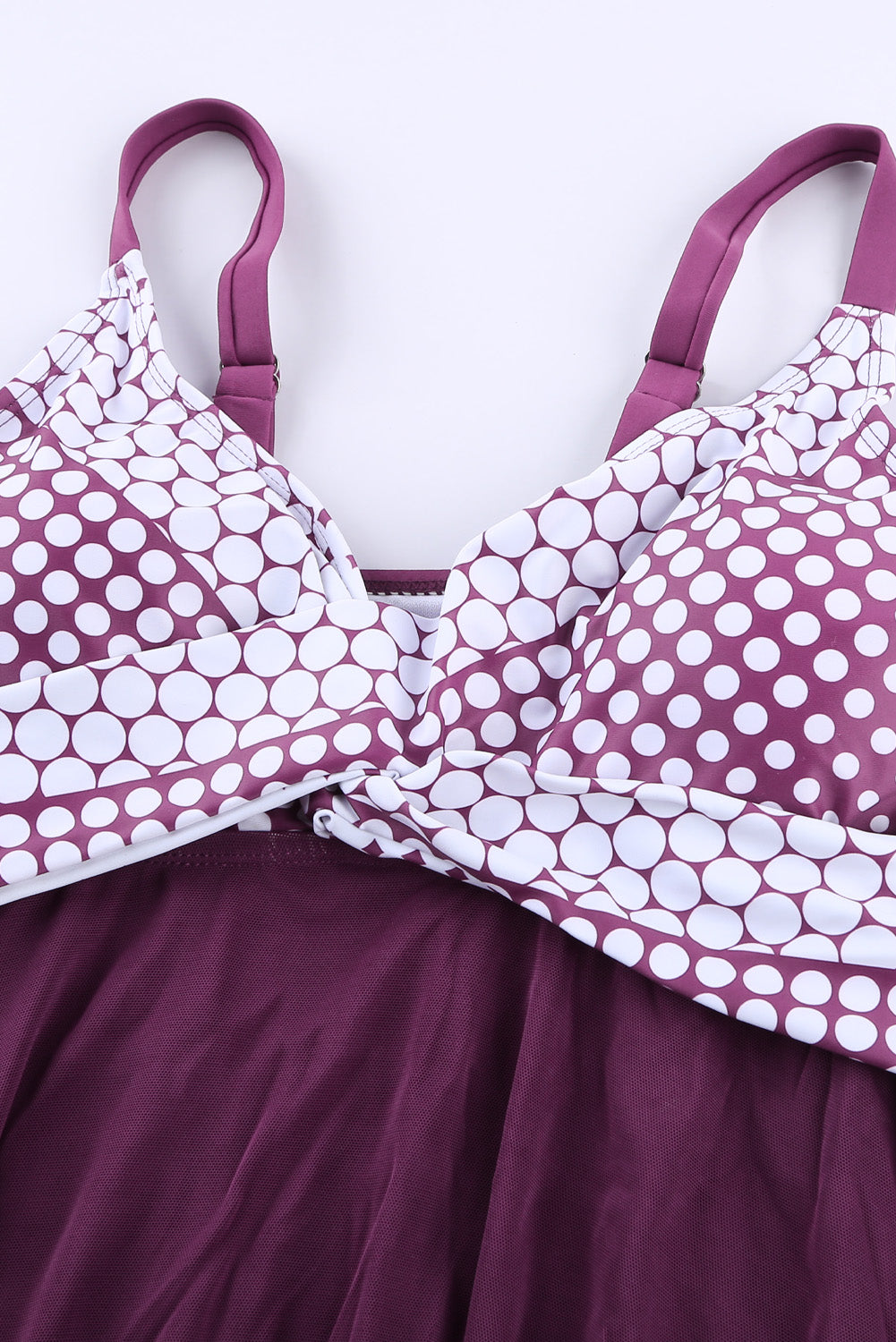 Retro Polka Dot Print Handkerchief Hem Tankini Set