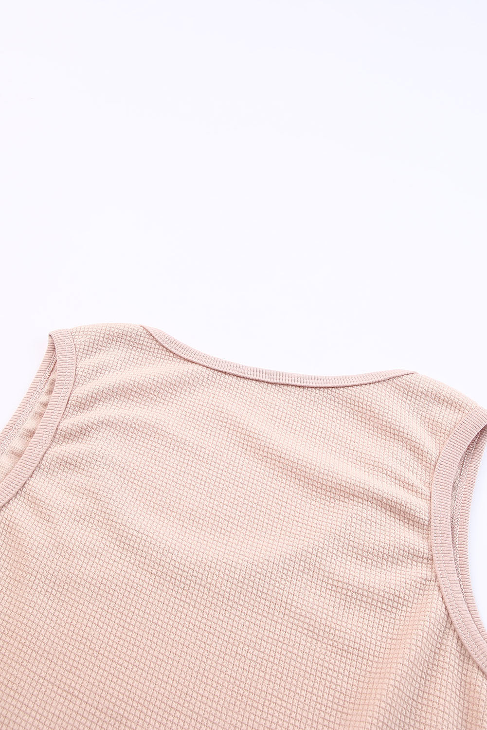 Pink Plain Waffle Knit U Neck Tank Top
