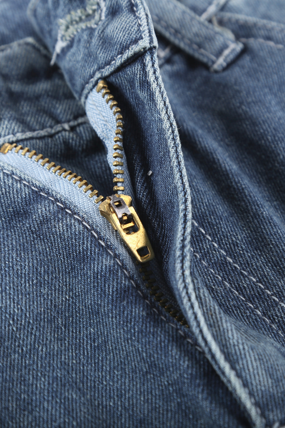 Distressed Ripped Rolled Hem Sky Blue Denim Shorts