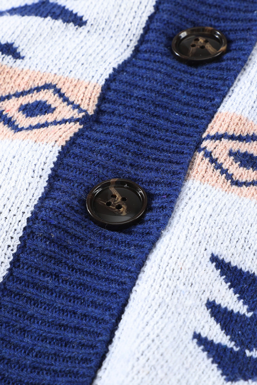 Retro Jacquard Pattern Buttoned Front Hooded Sweater