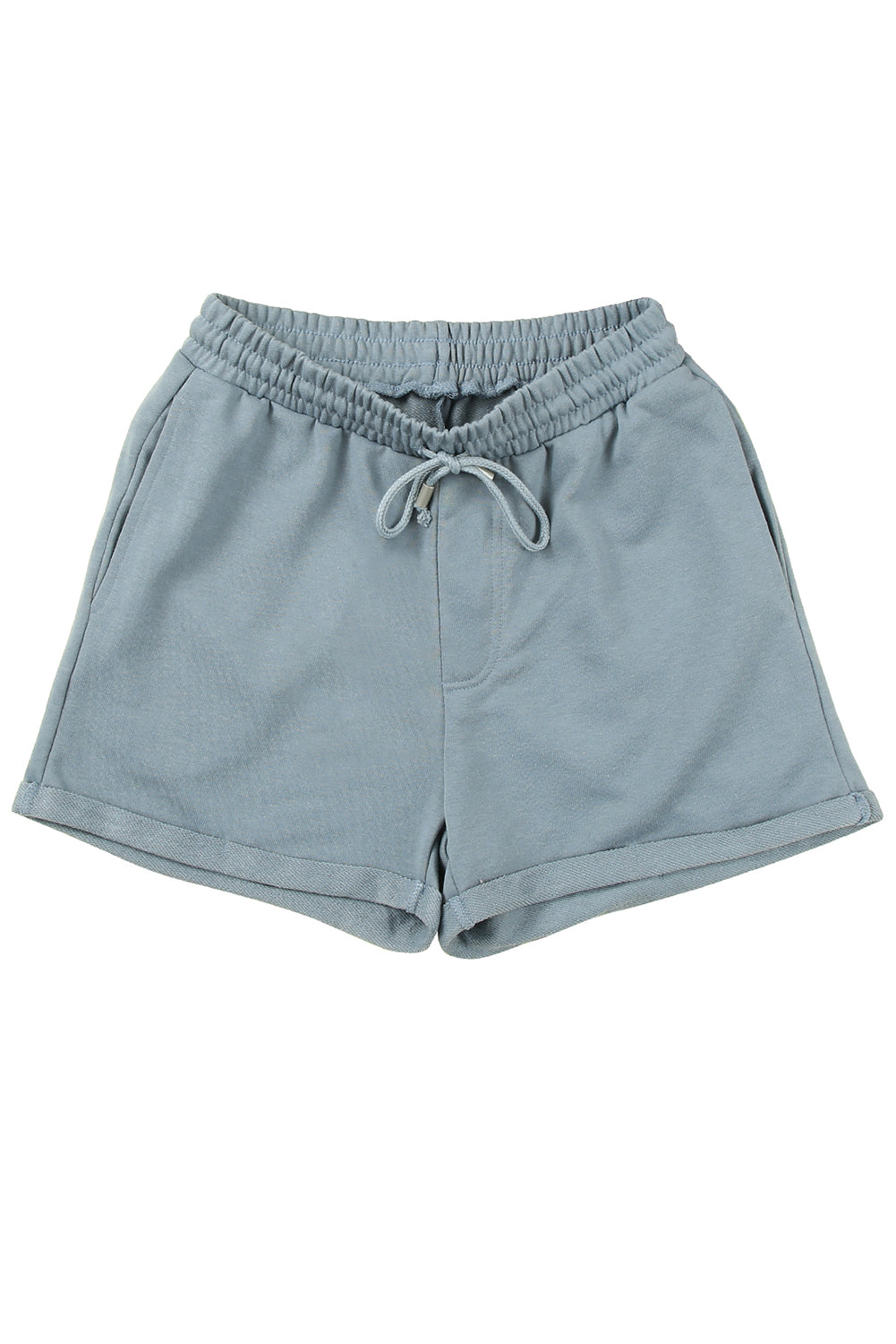 Tie Waist Side Pockets Cuffed Lounge Shorts