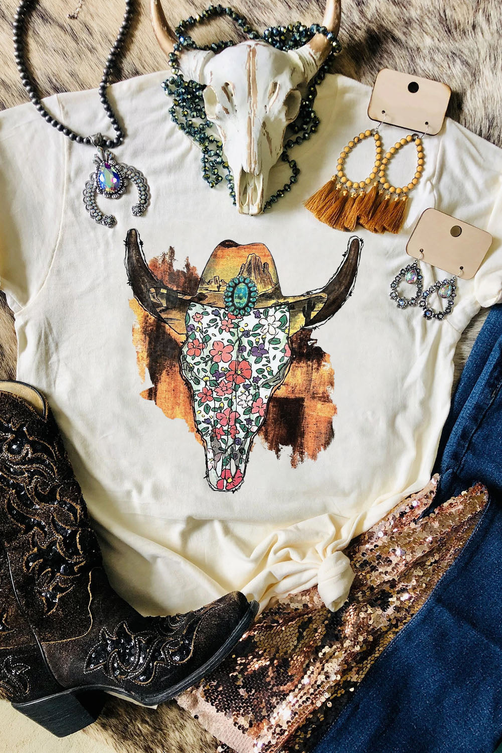 Khaki MOMLIFE Slogan Graphic Print Crew Neck T Shirt