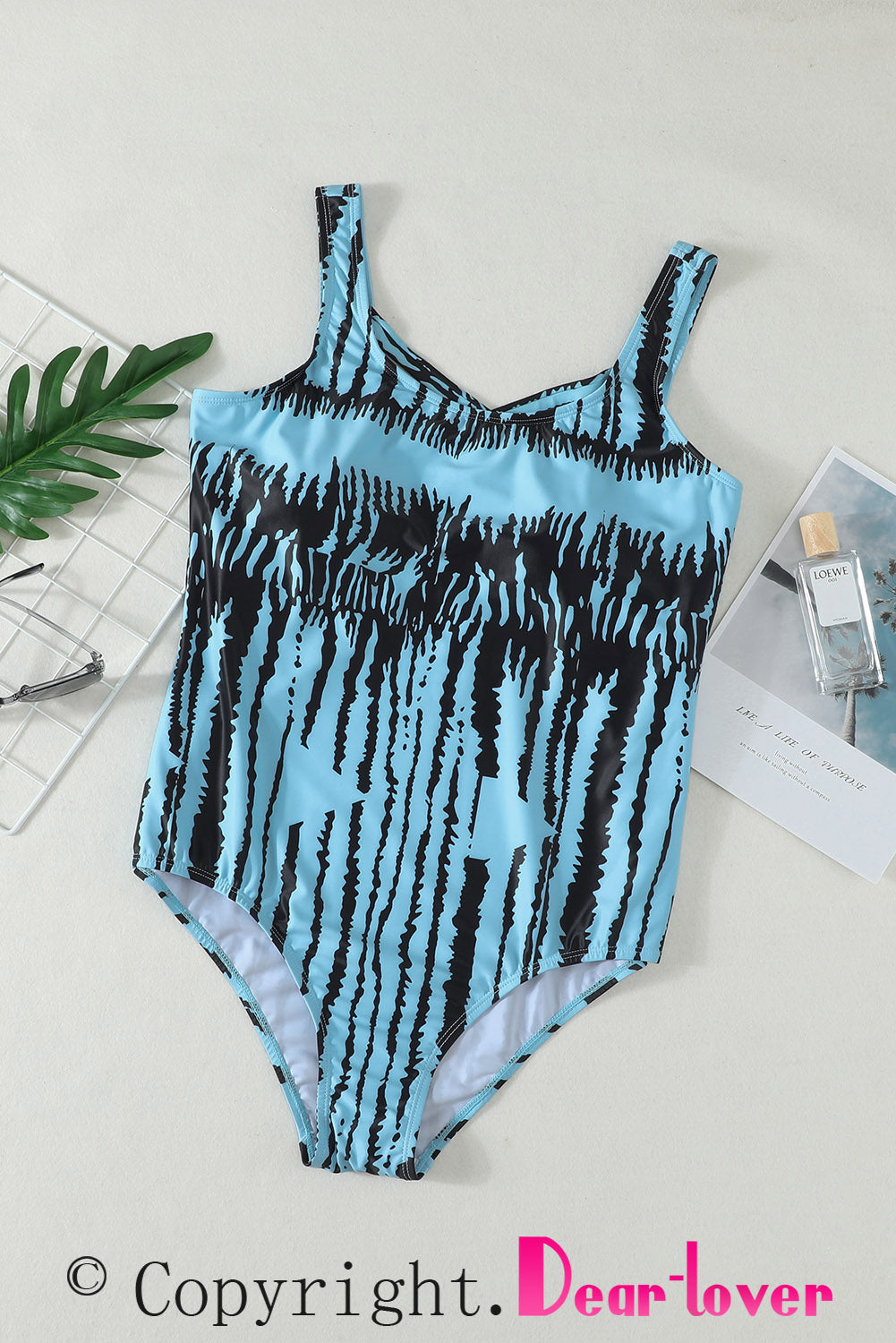 Floral Print Criss Cross U-neck One-piece Swimsuit