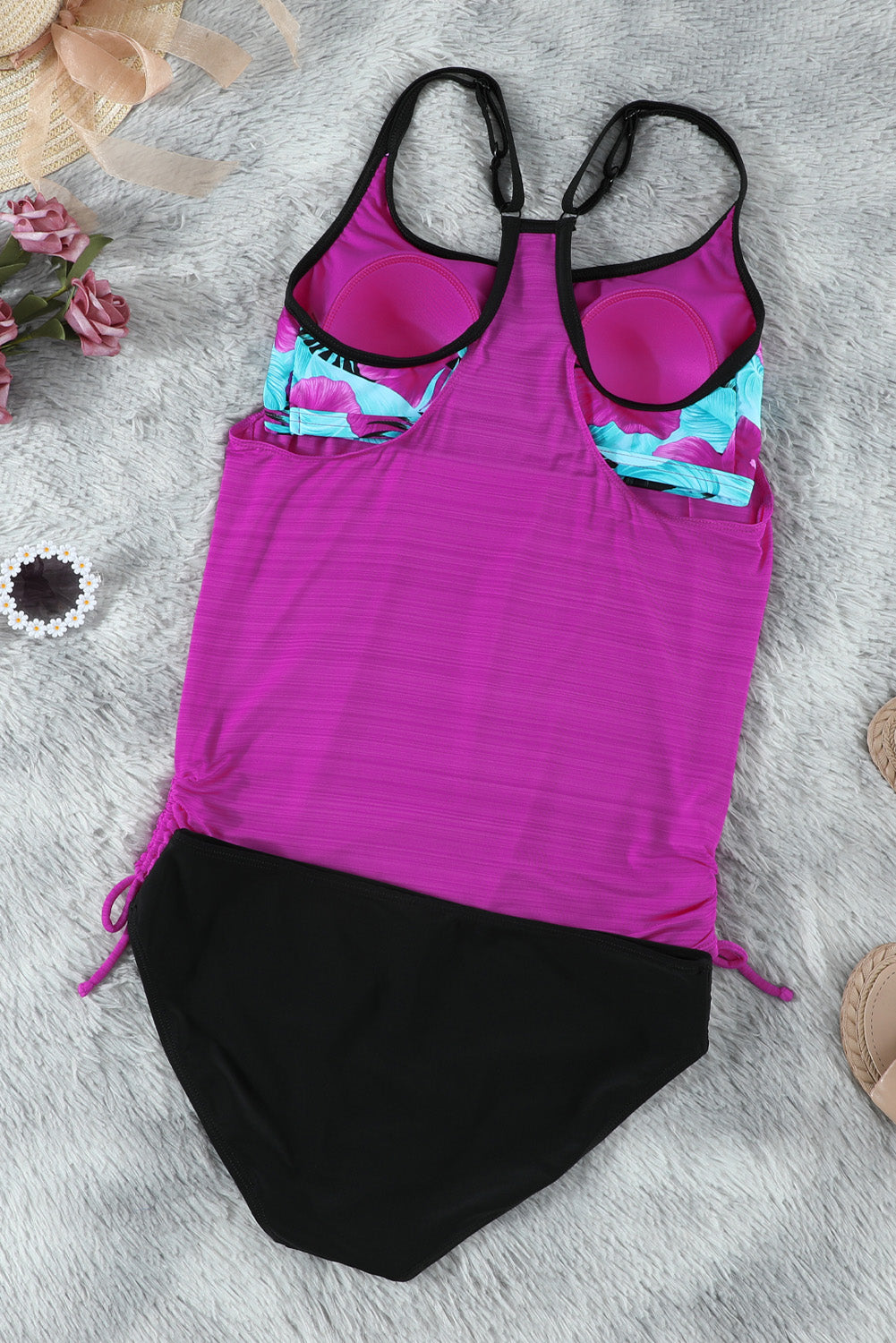 Plants Printed Lined Tankini Swimsuit