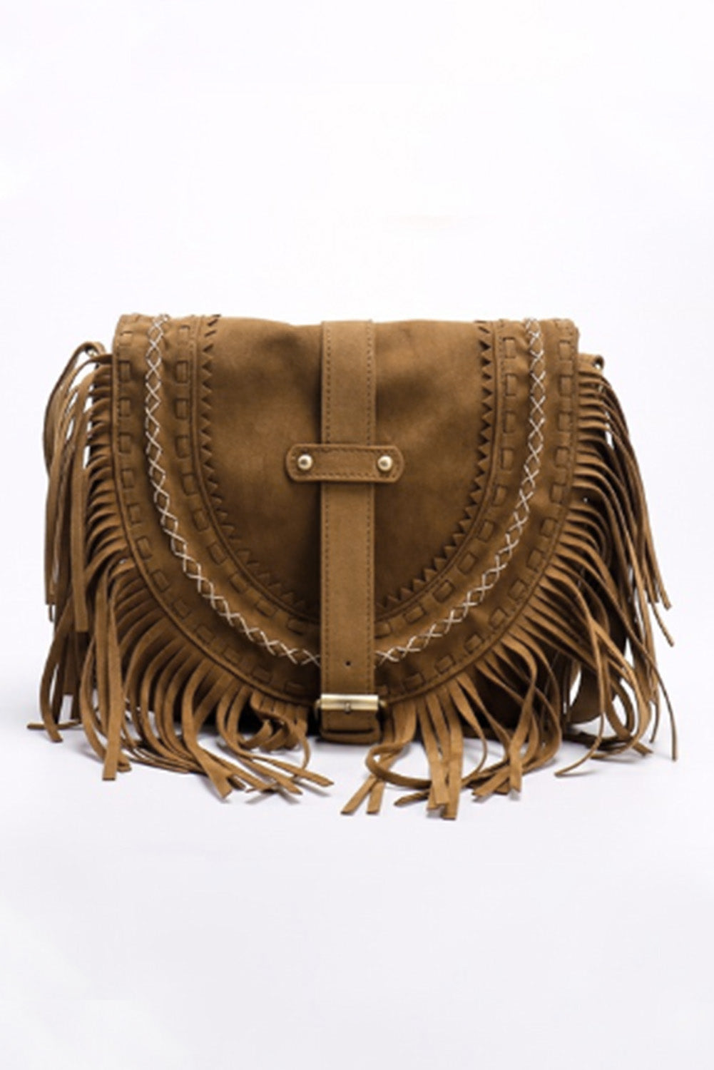 Faux Suede Fringe Retro Saddle Bag
