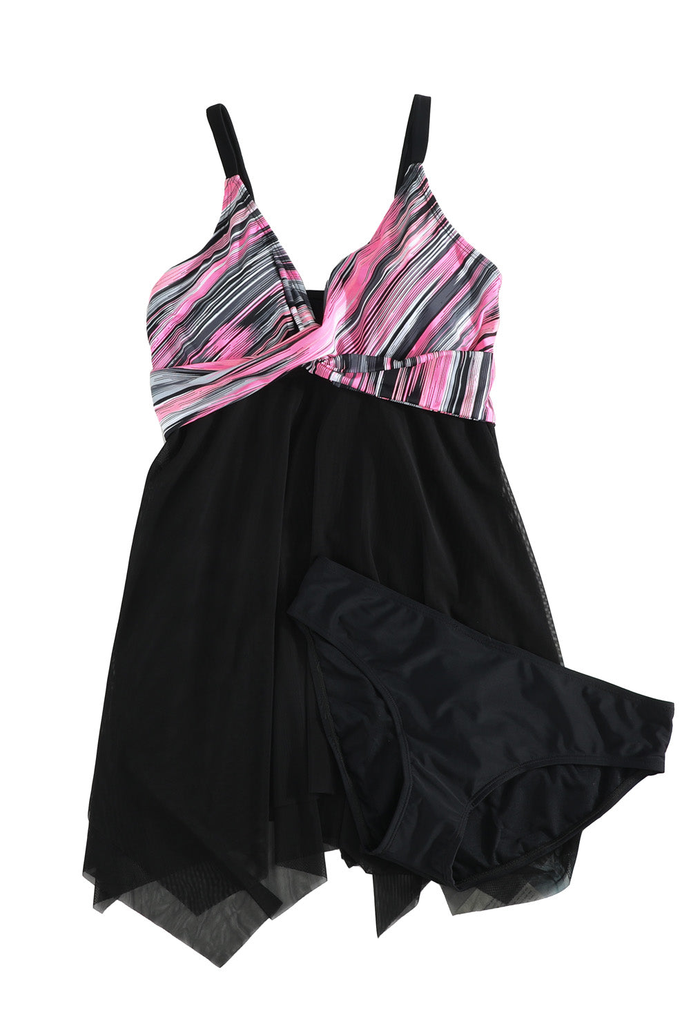 Retro Polka Dot Print Handkerchief Hem Tankini Set