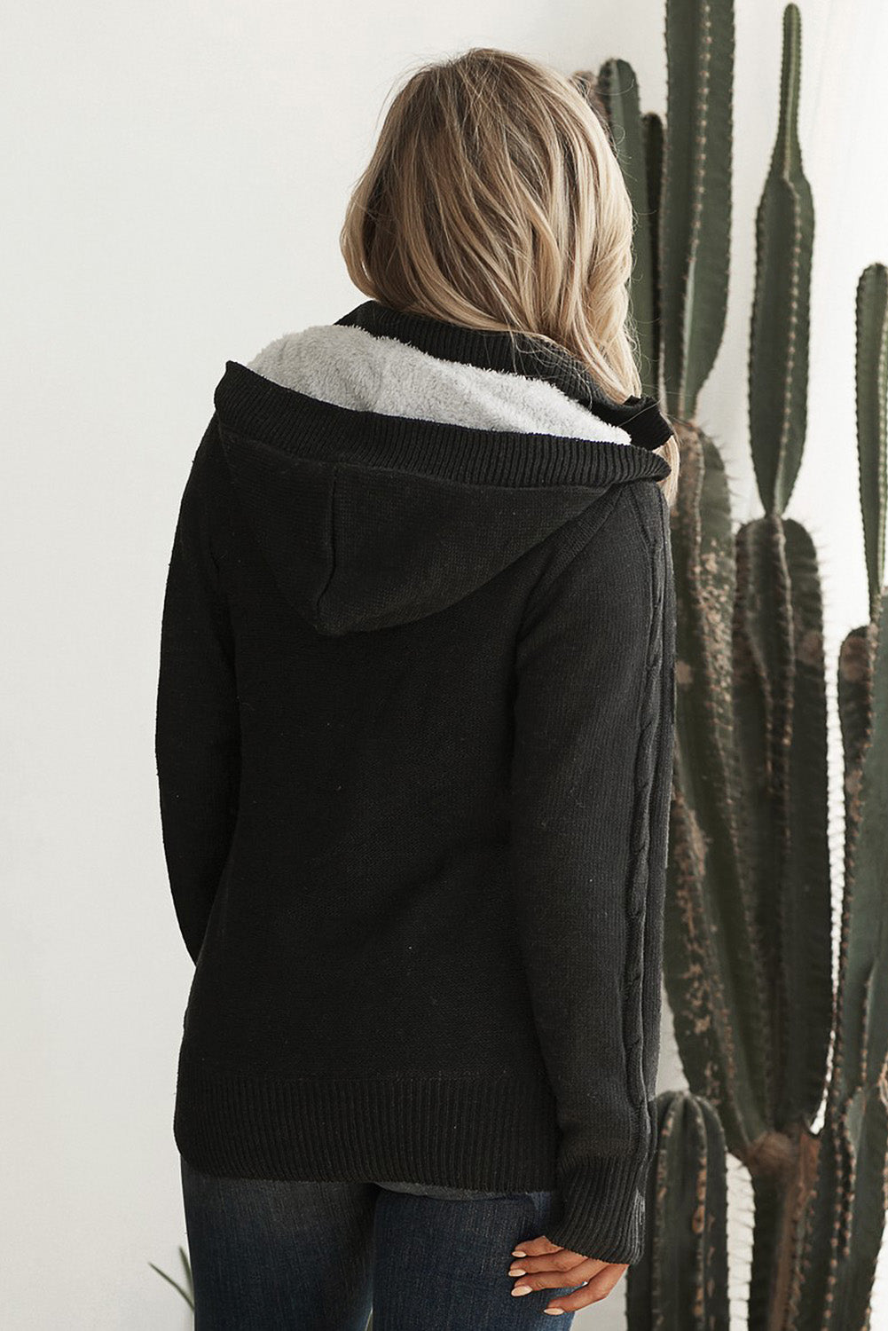 Orange Long Sleeve Button-up Hooded Cardigans