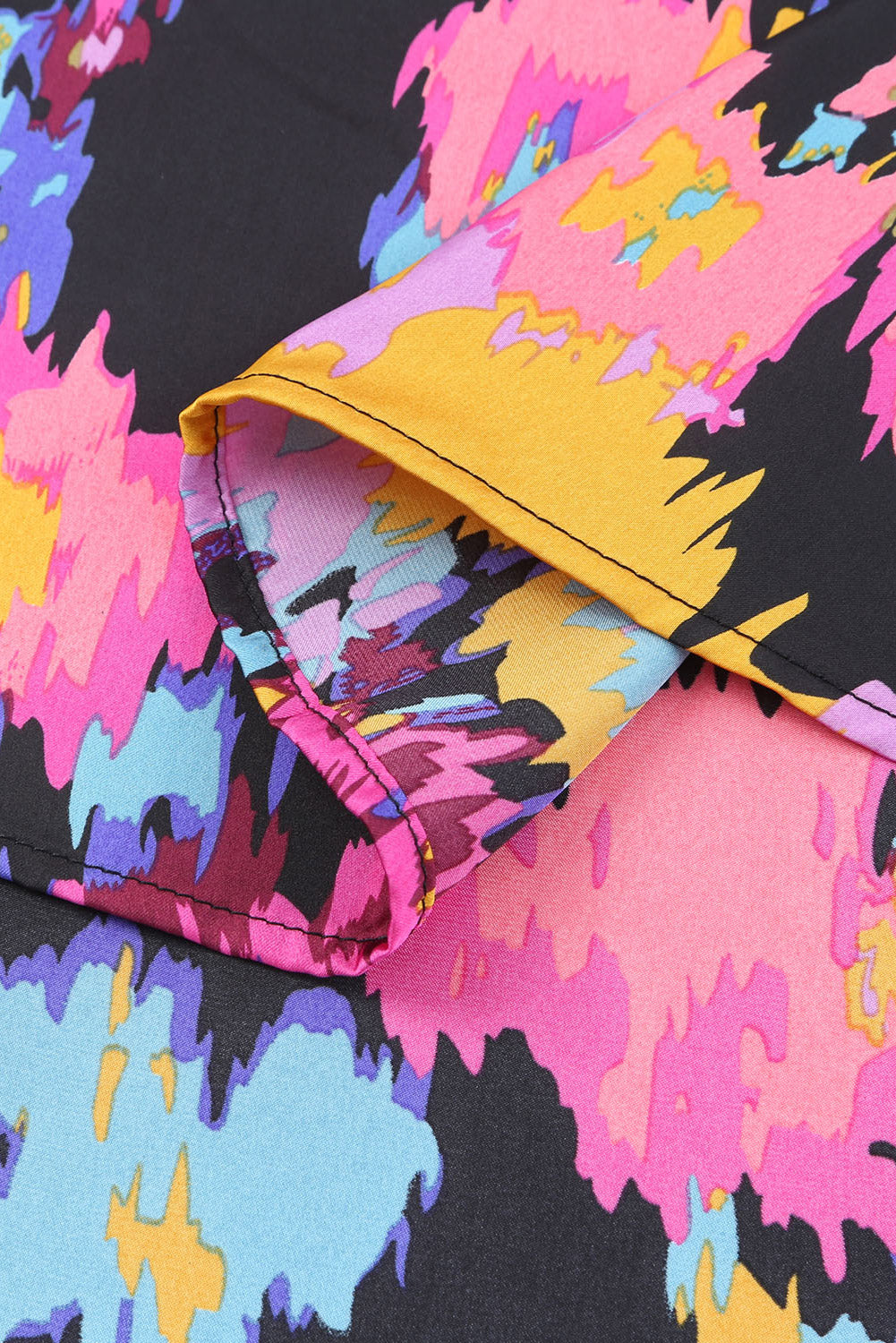 Graffiti Printed V Neck Puff Sleeve Blouse