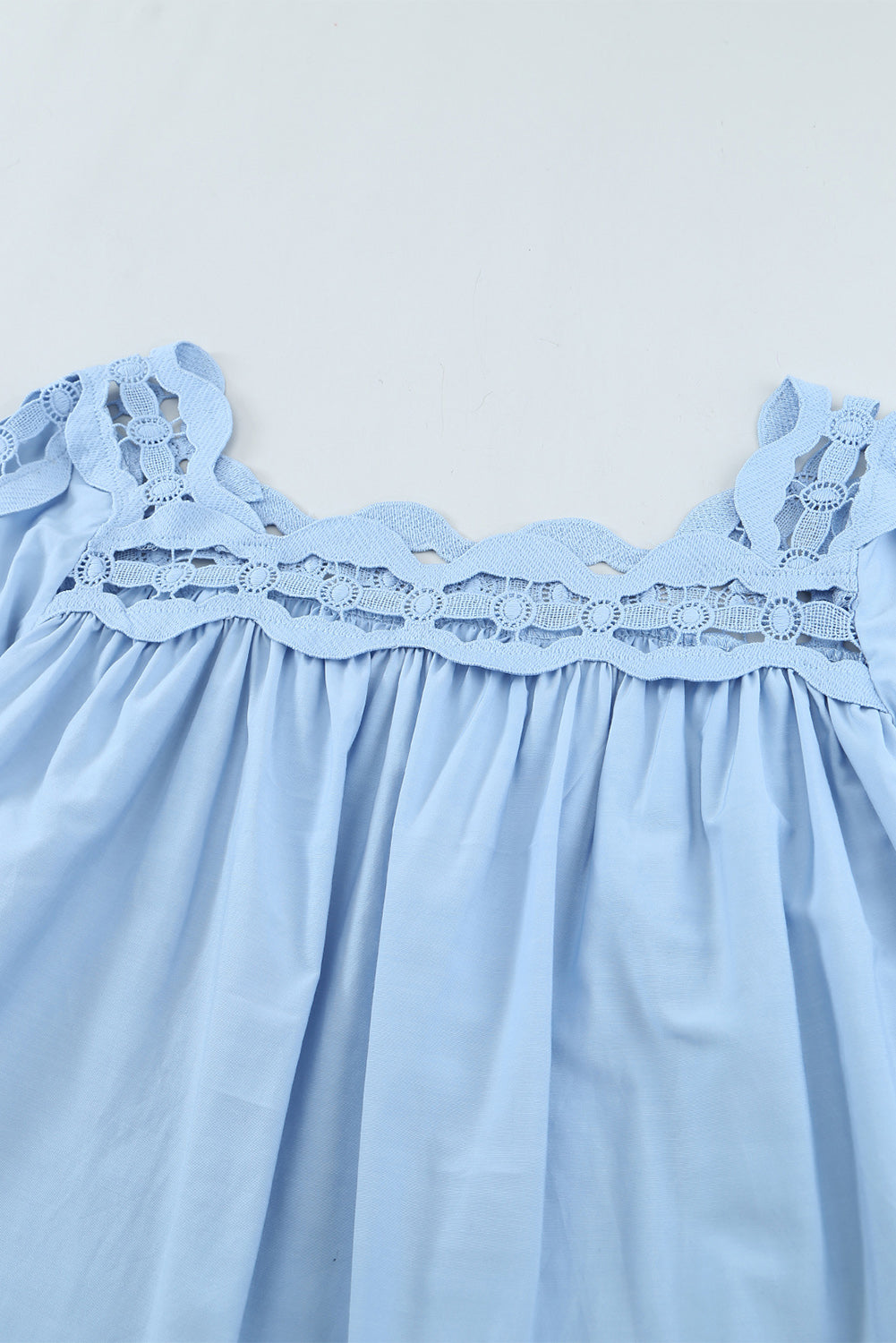 Green Drak Green Crochet Trim Hollow-out Blouse