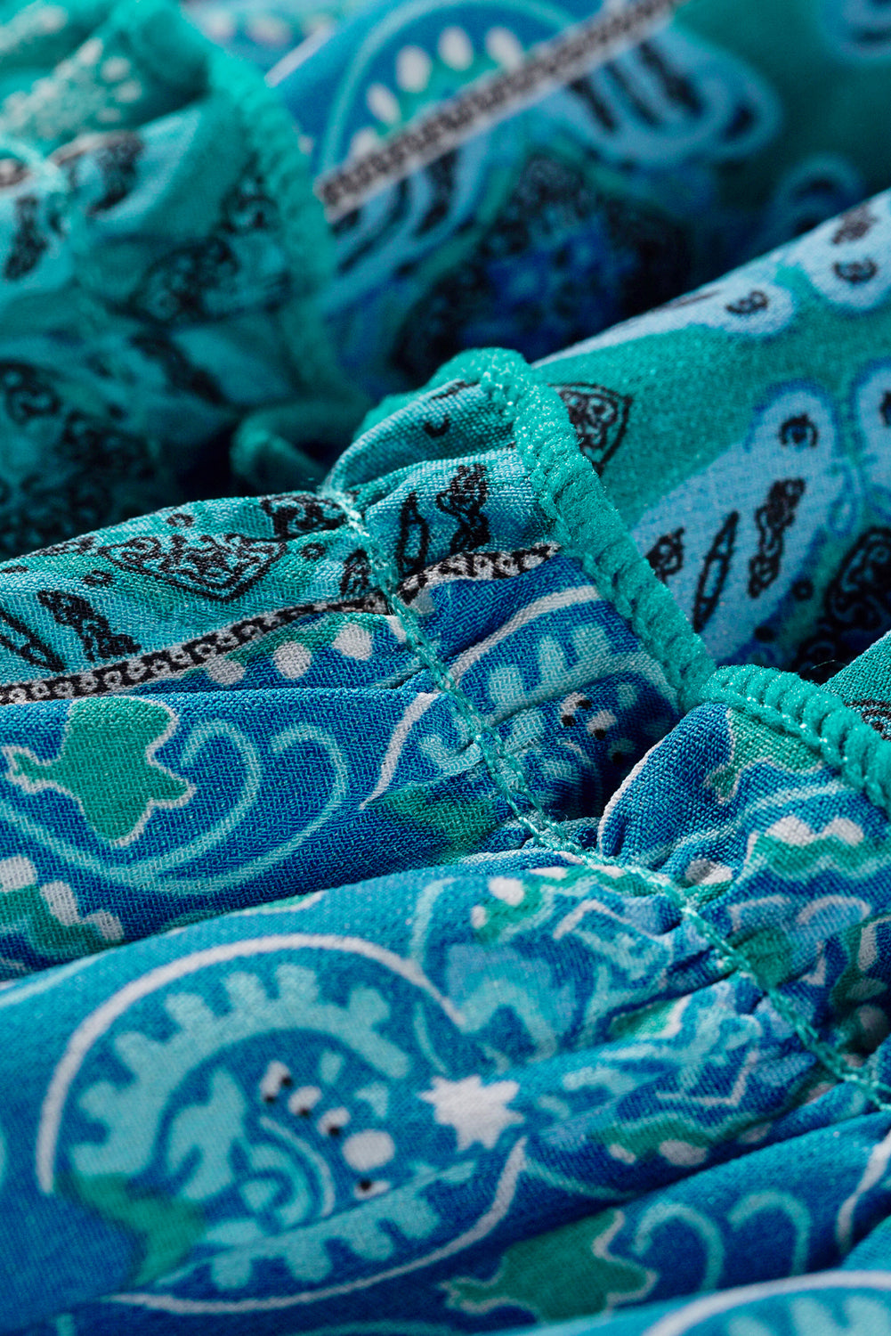 Tiered Paisley Print Pocketed Maxi Skirt