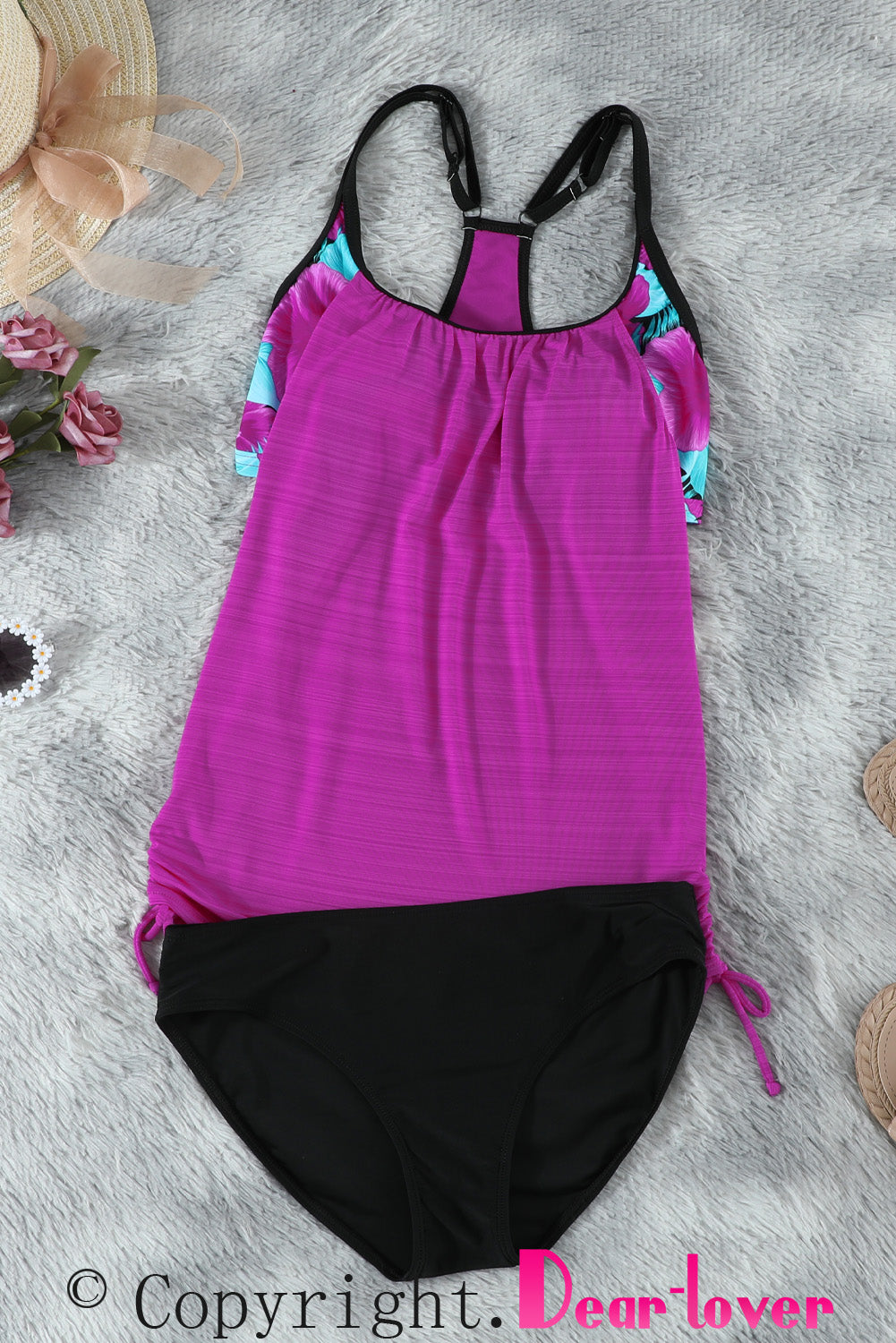 Plants Printed Lined Tankini Swimsuit