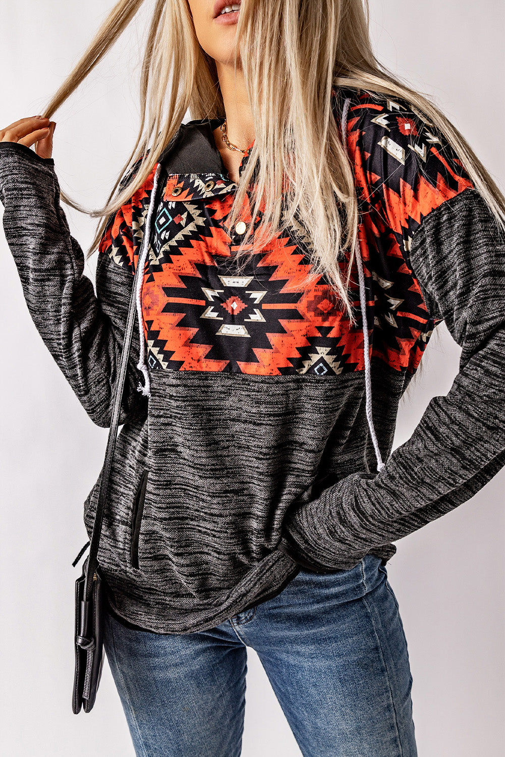 Tribal Geometric Print Hoodies with Pocket