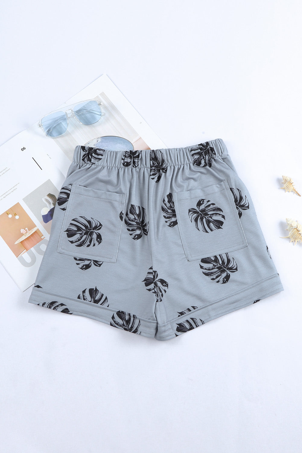 Print Drawstring Casual Elastic Waist Pocketed Shorts