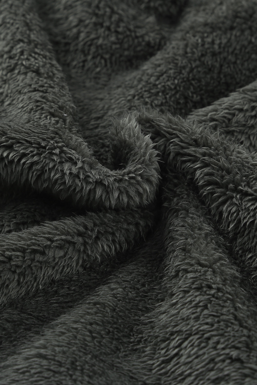 Charcoal White Zip Neck Oversize Fluffy Fleece Pullover