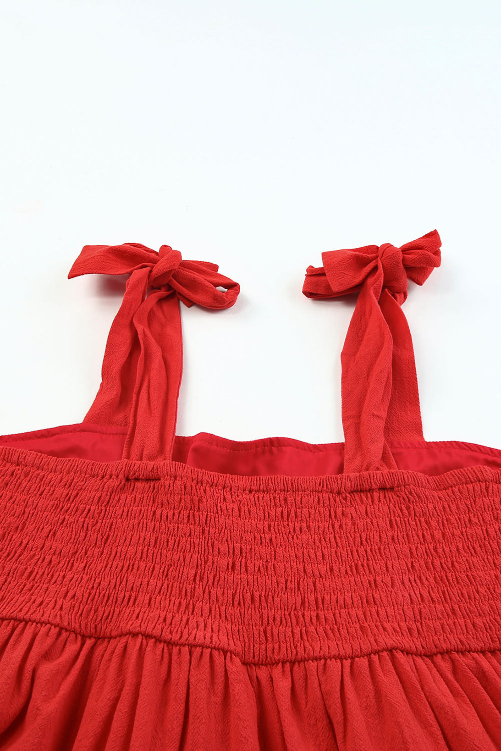 Embroidered Babydoll Tie Strap Tank Top