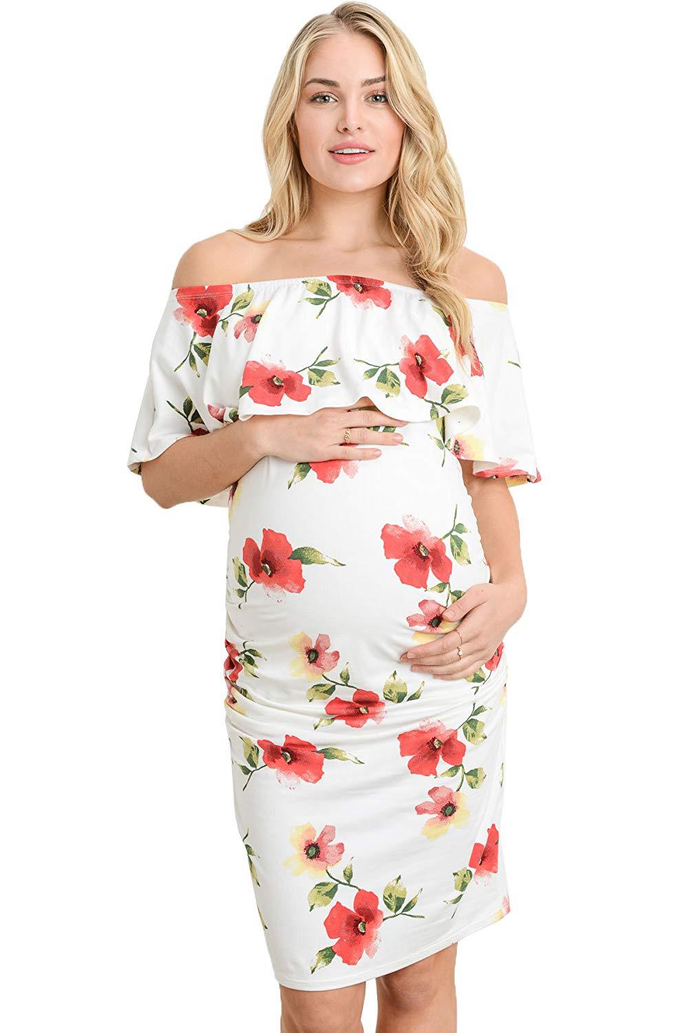 Slim printed maternity dresses