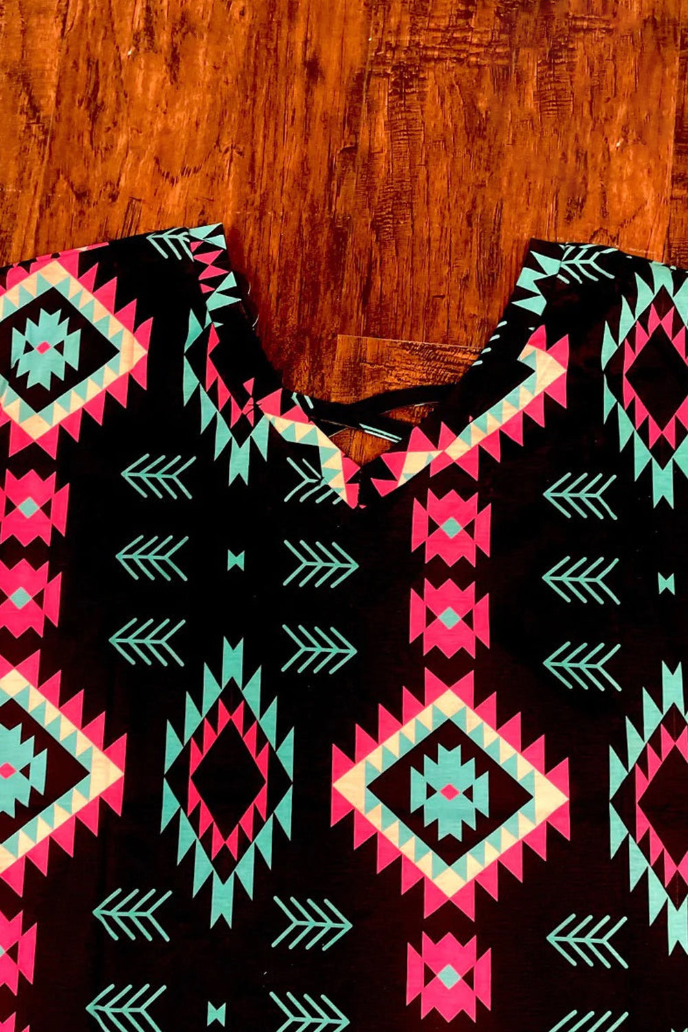 Western Fashion Aztec Print Crisscross V Neck Top