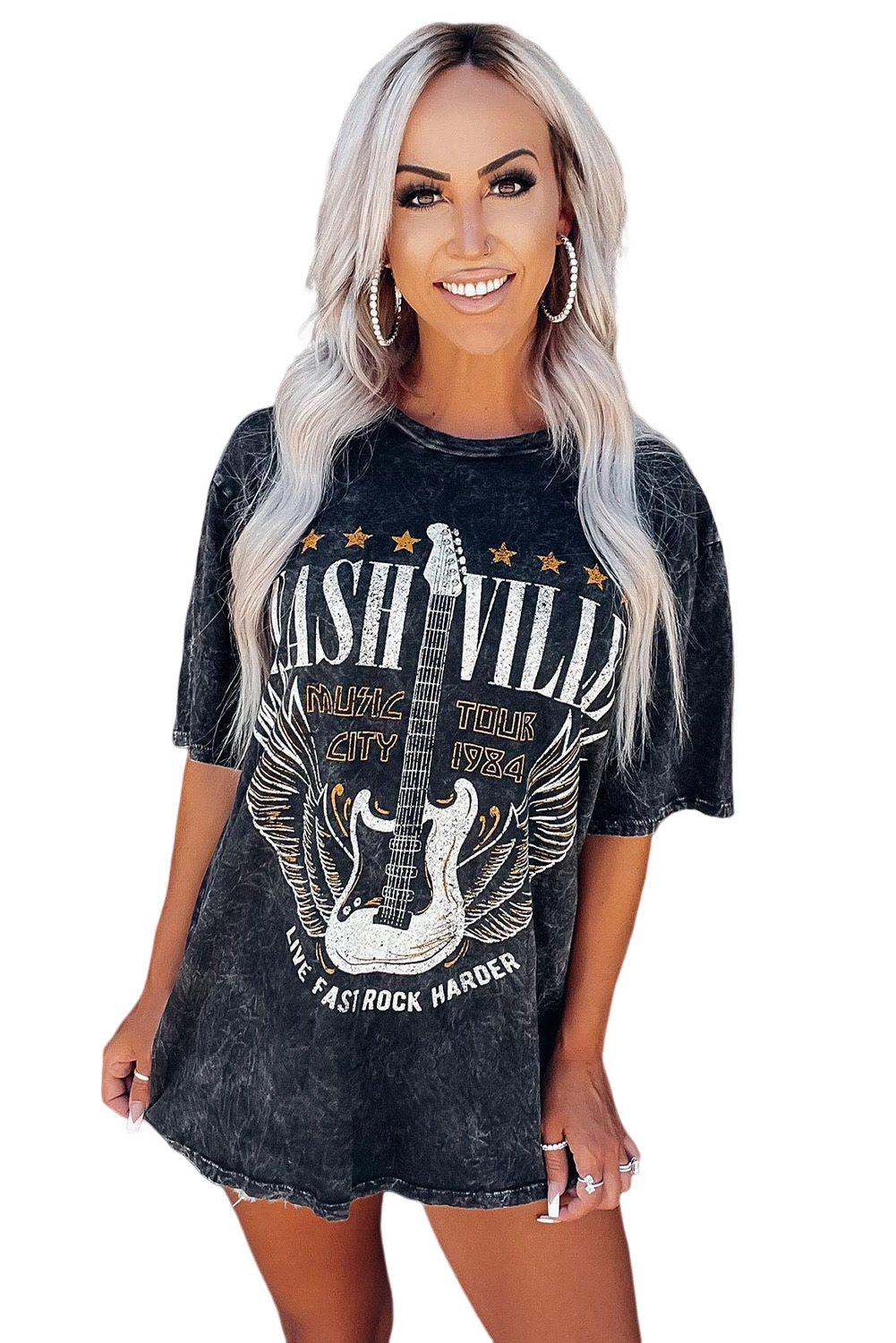 Mineral Wash NASHVILLE Vintage Graphic T Shirt