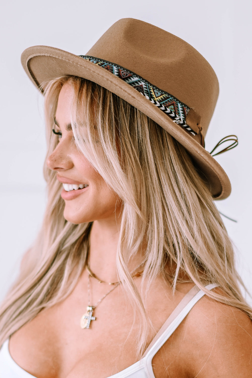 Khaki Silver Dangle Embroidery Decor Classic Jazz Bowler Hat