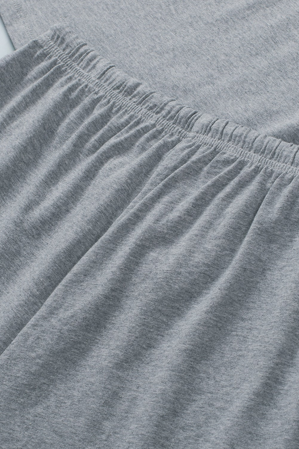 Crew Neck Tank and Drawstring Ruffled Shorts Lounge Set