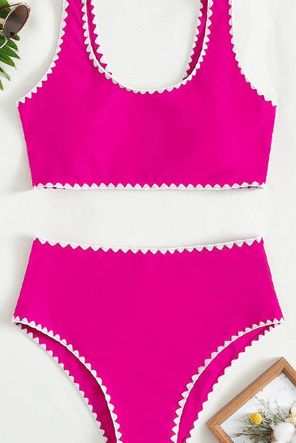 U-Neck Contrast Trimmed Bikini Set