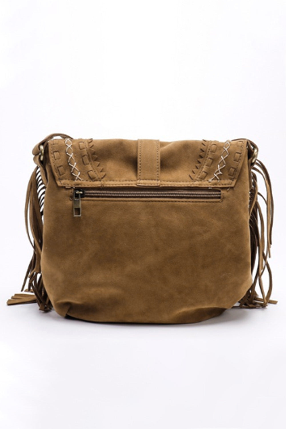 Faux Suede Fringe Retro Saddle Bag