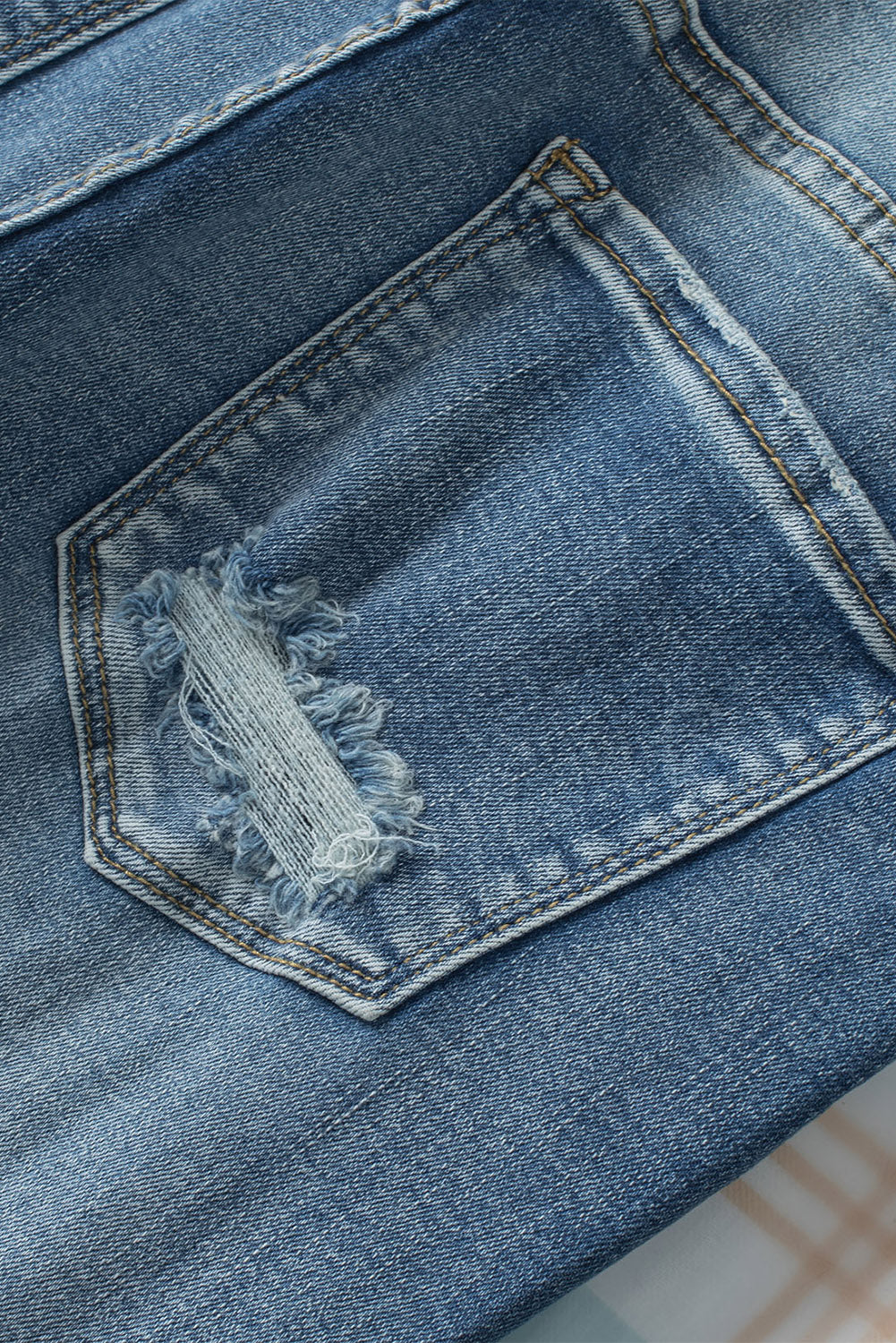 High Waist Ripped Raw Hemline Flare Jeans