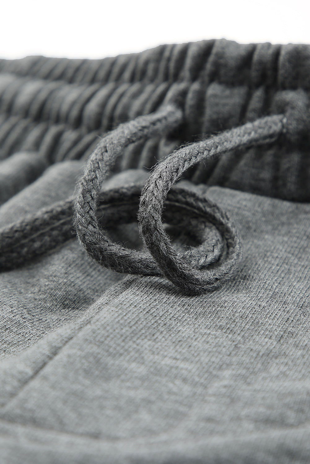 Tie Waist Side Pockets Cuffed Lounge Shorts