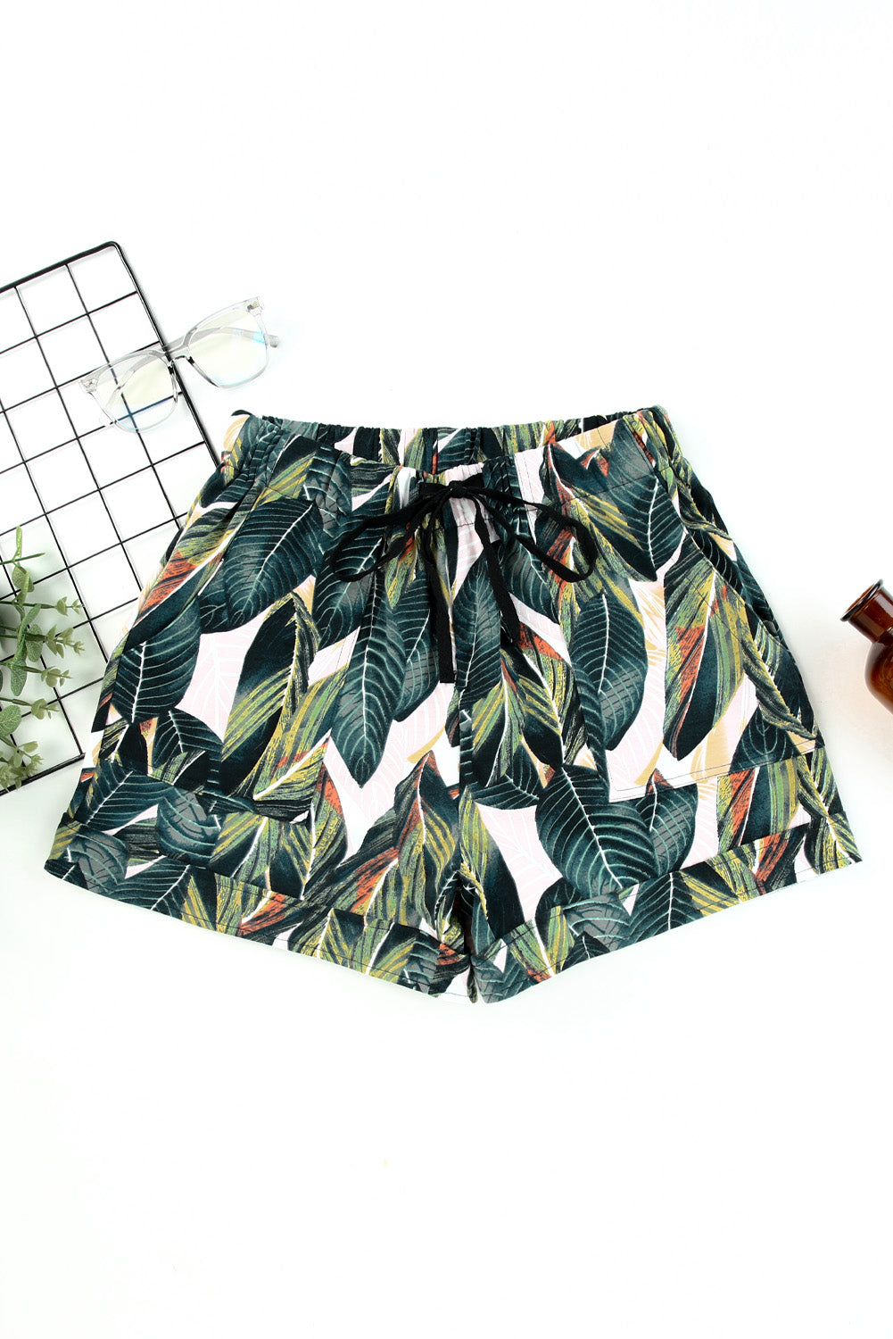 Print Drawstring Casual Elastic Waist Pocketed Shorts