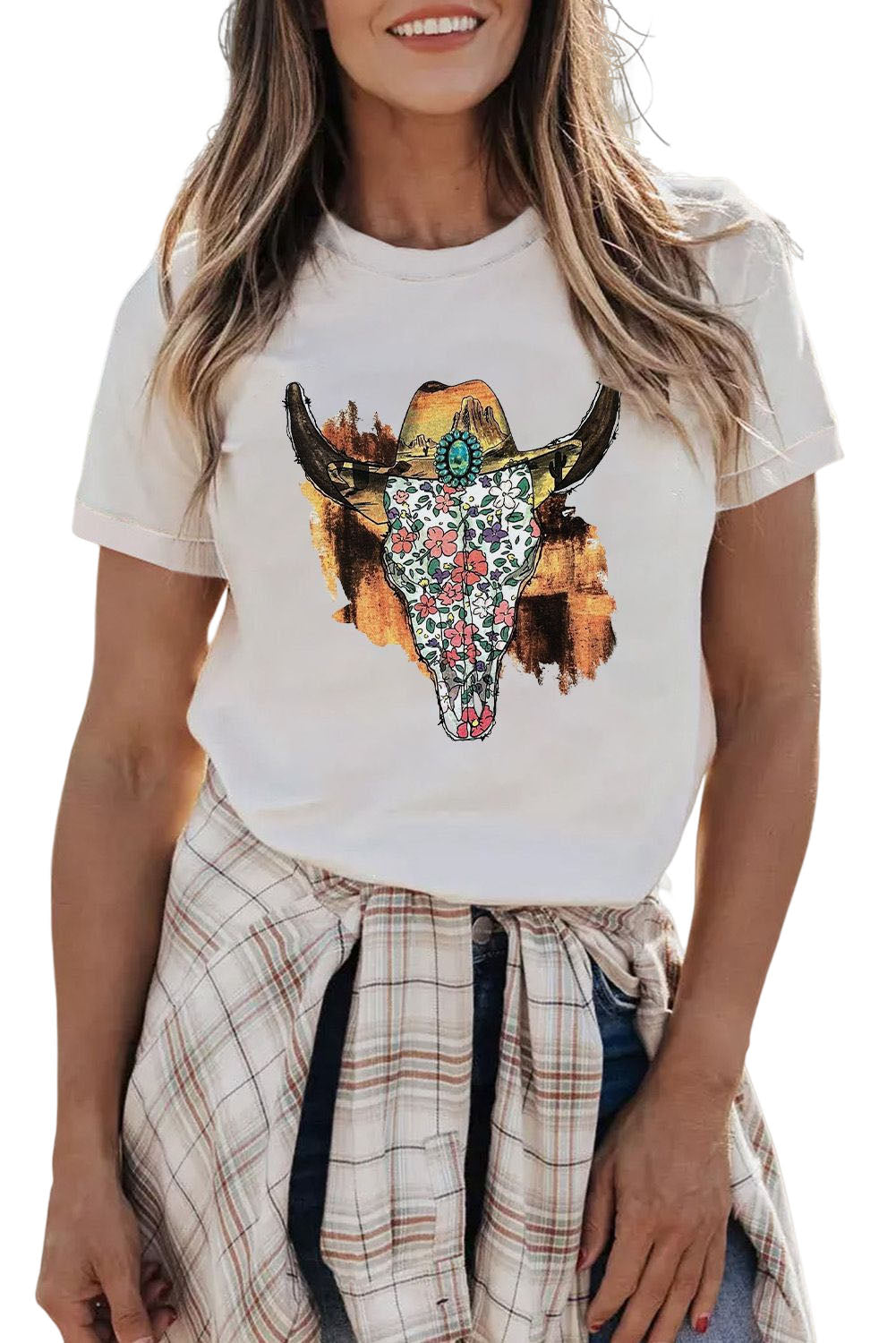 Khaki MOMLIFE Slogan Graphic Print Crew Neck T Shirt