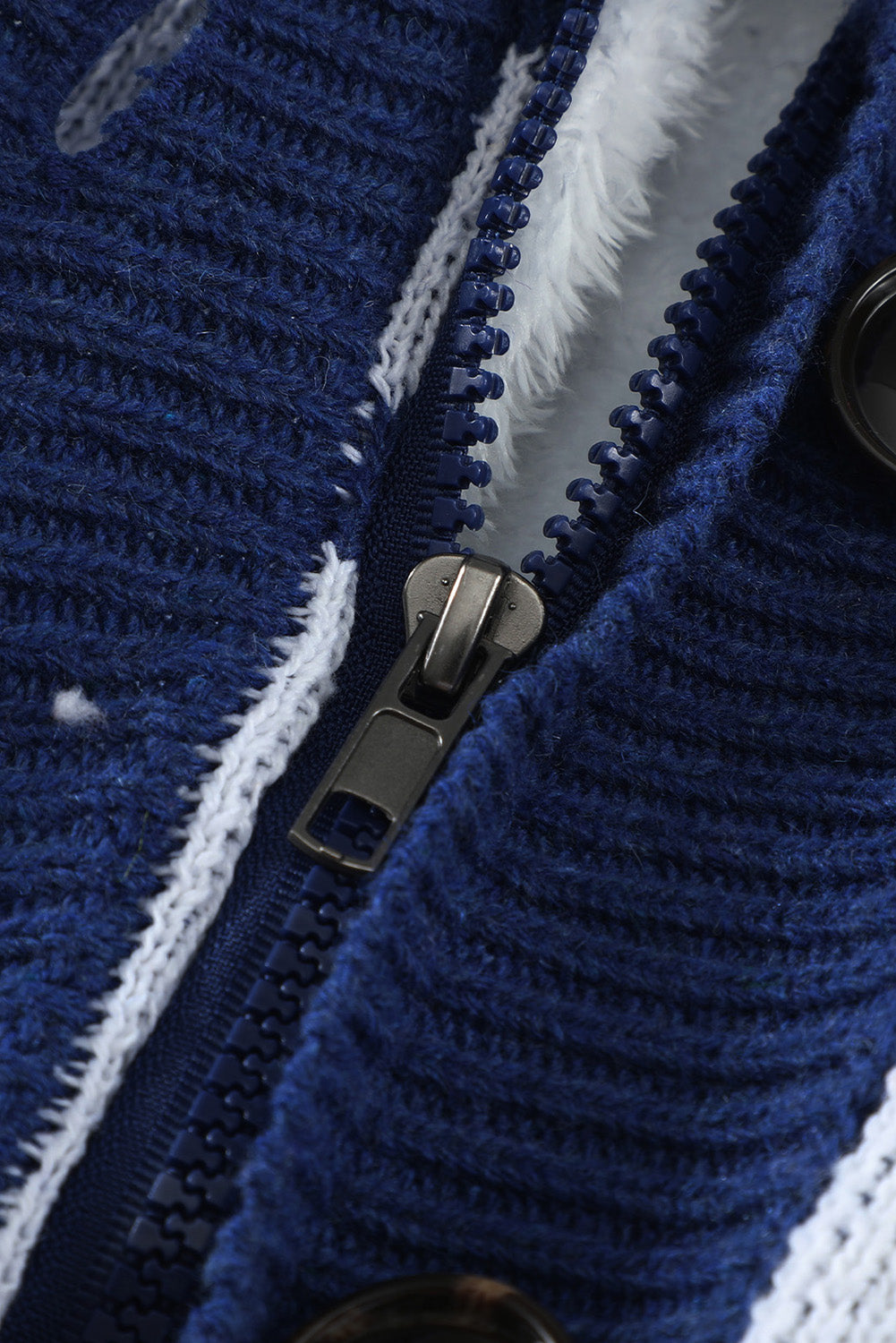 Retro Jacquard Pattern Buttoned Front Hooded Sweater