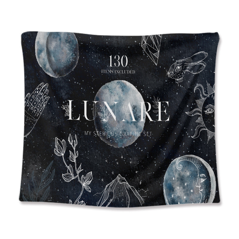 Line Moon Tapestry Wall Decor  Mounted