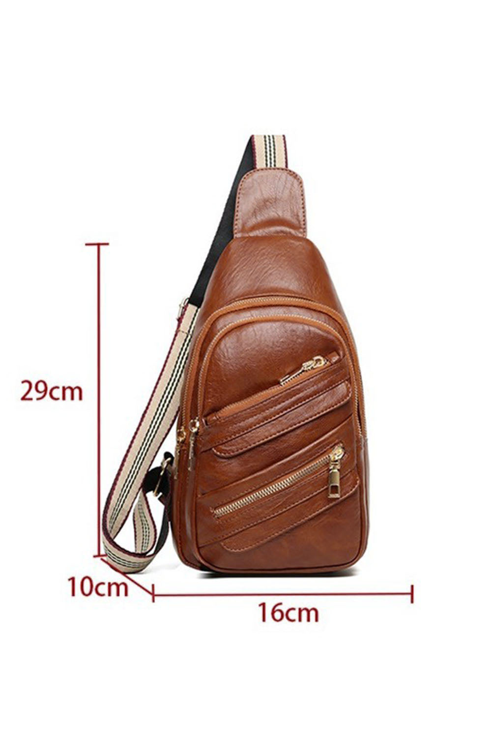 Faux Leather Multi-pockets Zipped Chest Bag