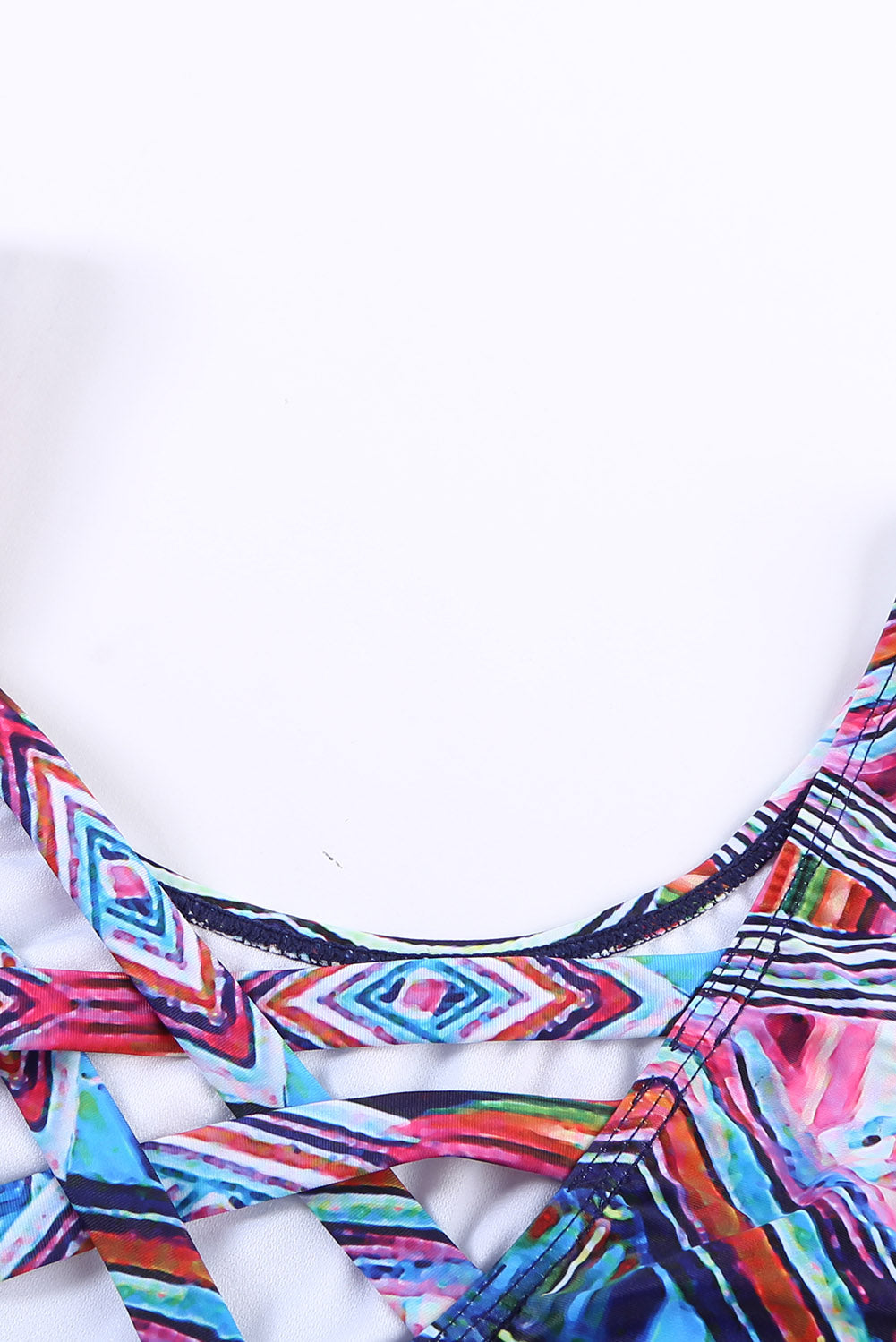 Floral Print Criss Cross U-neck One-piece Swimsuit