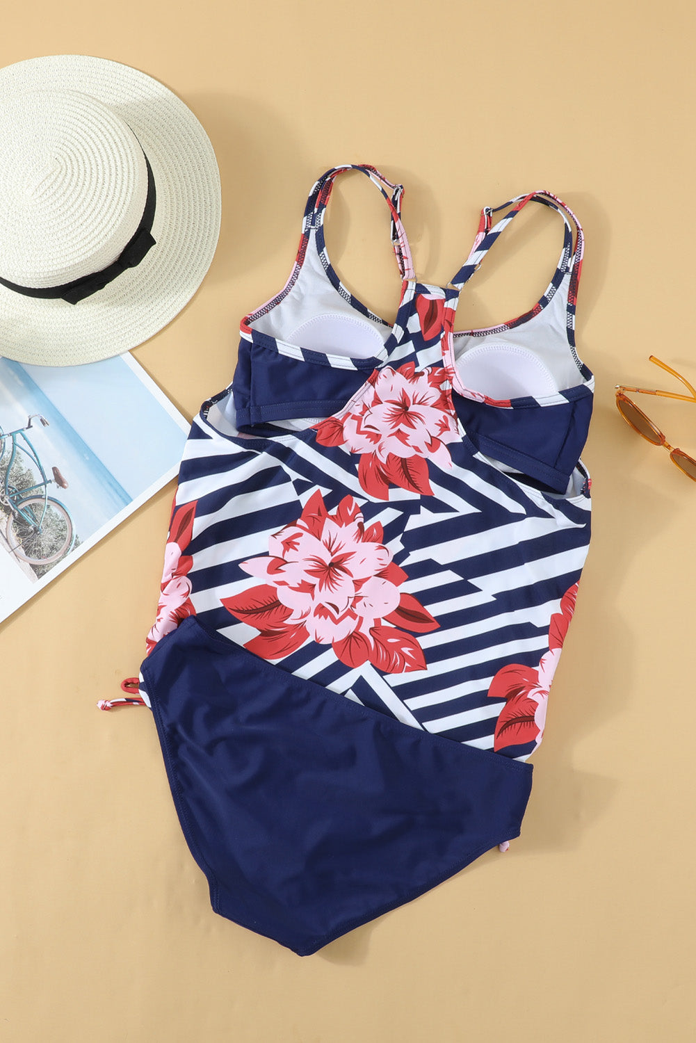 Plants Printed Lined Tankini Swimsuit