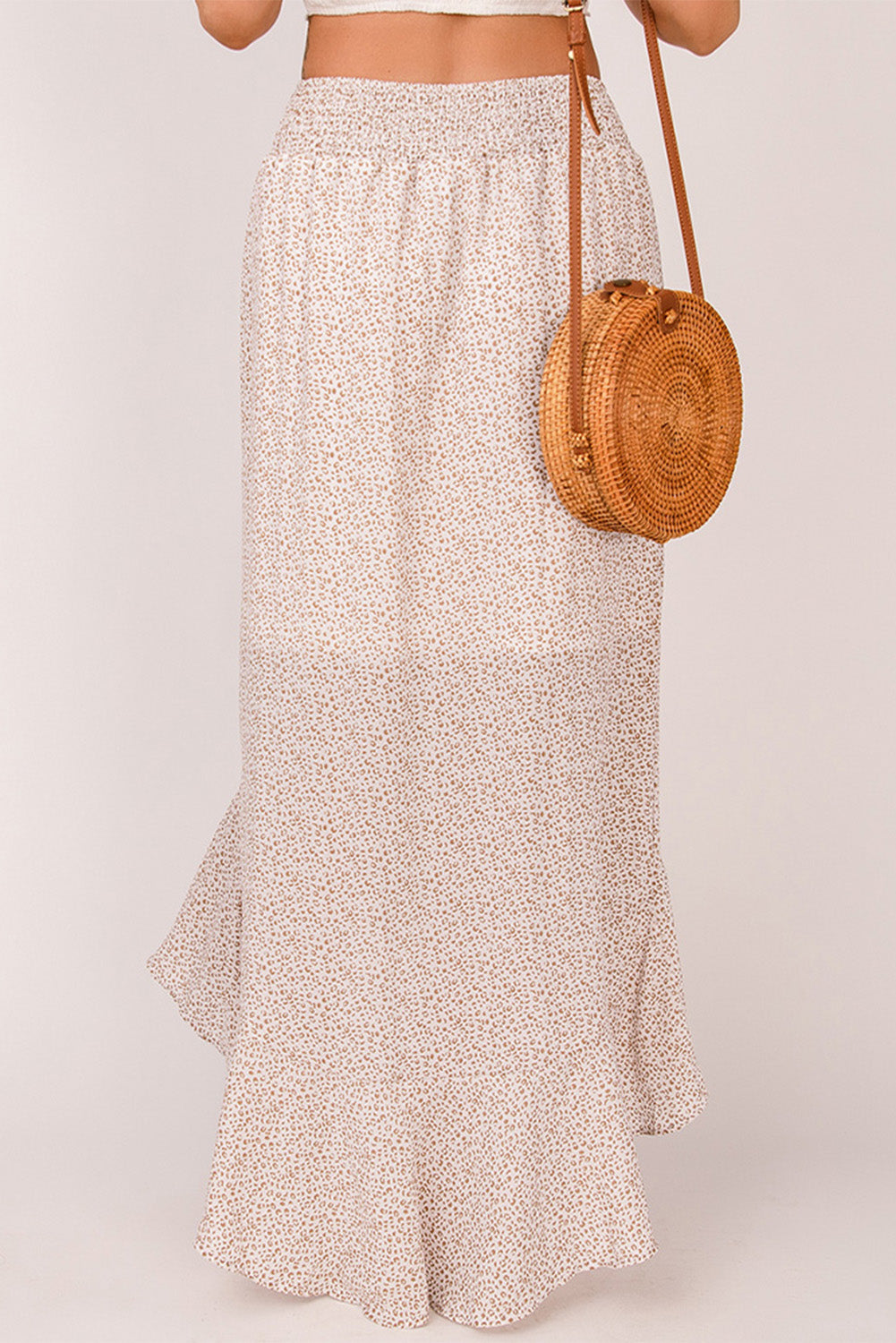 Floral Print Buttons Flounce Side Slit High Waist Maxi Skirts