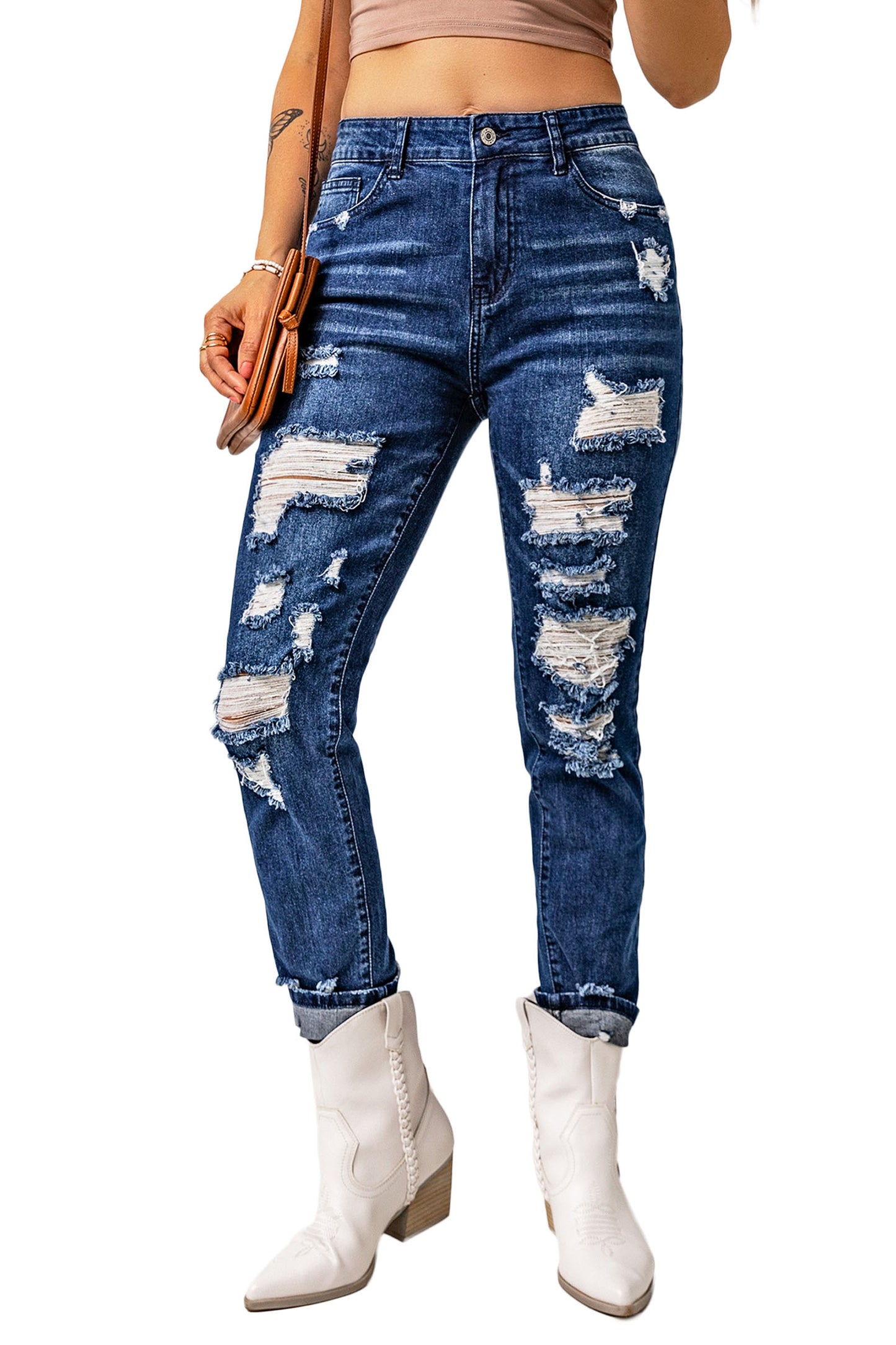 Distressed High Waist Skinny Jeans
