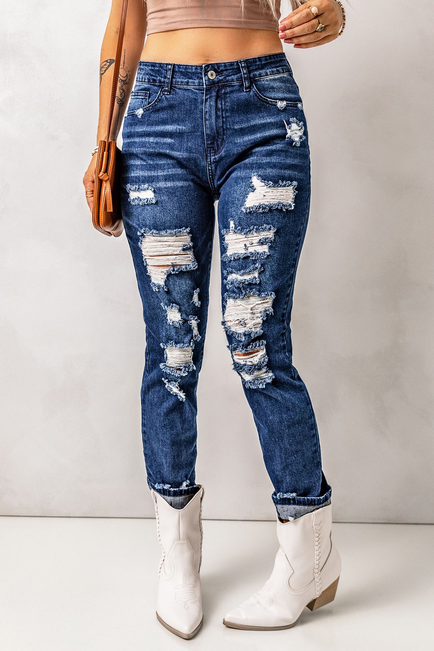 Distressed High Waist Skinny Jeans