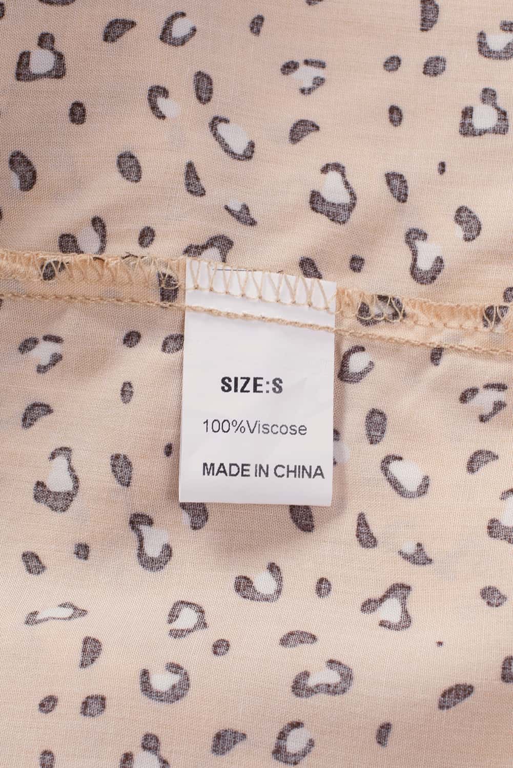 Khaki Geometric Leopard Patchwork Short Sleeve Top