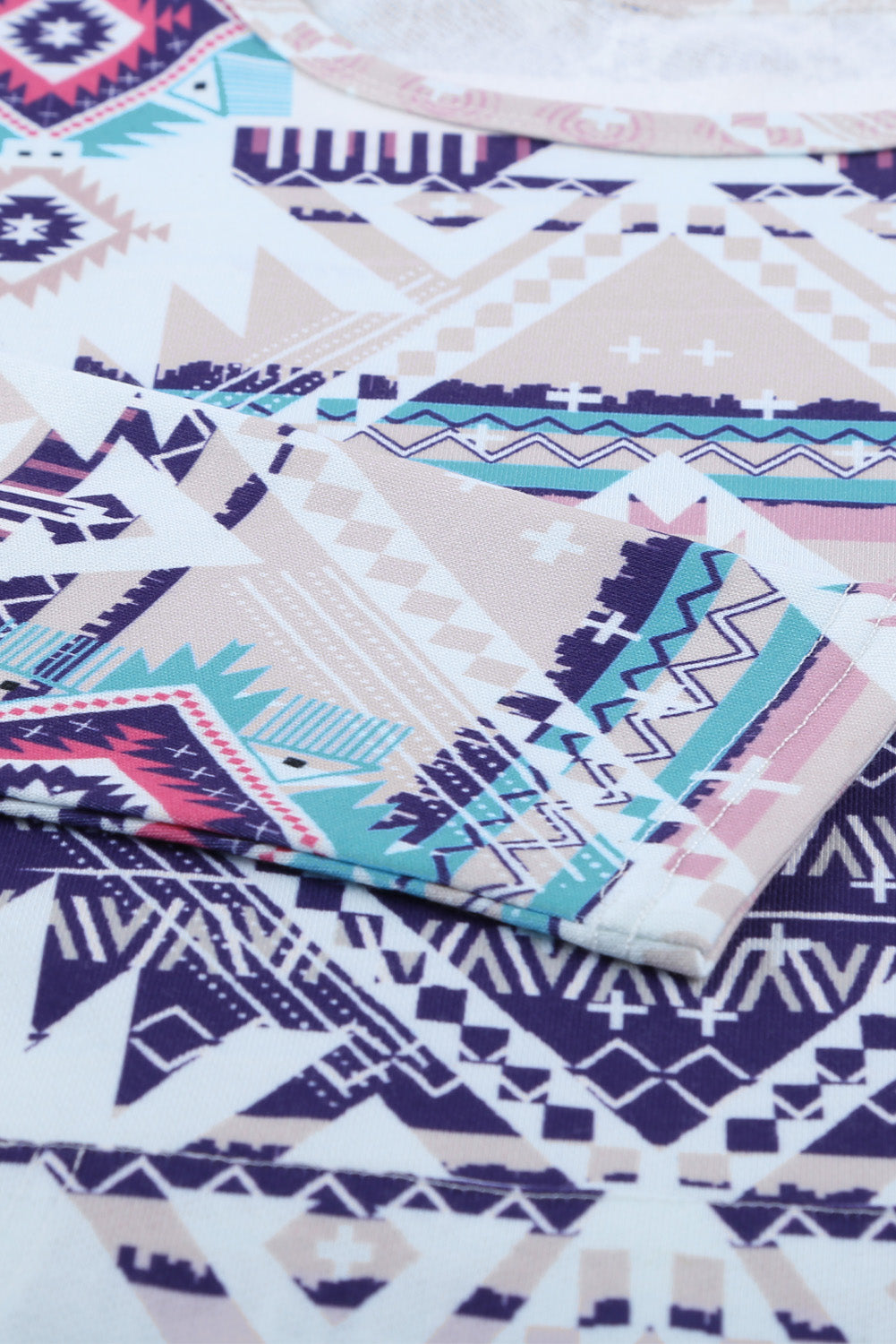 Multicolor Rustic Tribal Front Pocket Long Sleeve Top