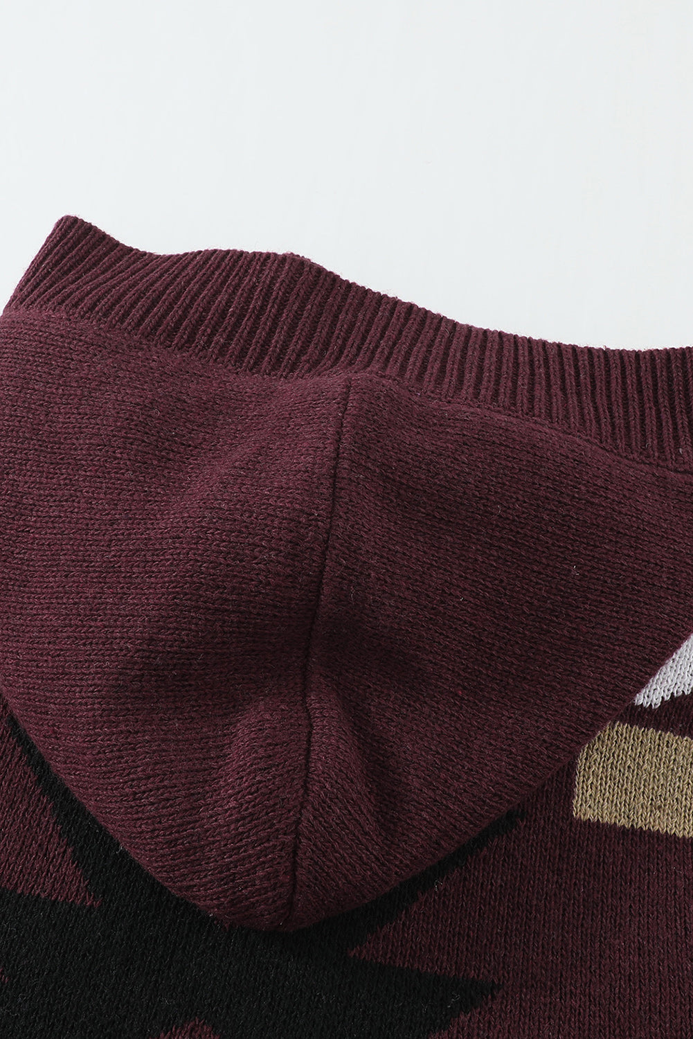 Retro Jacquard Pattern Buttoned Front Hooded Sweater