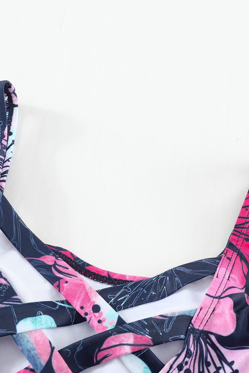 Floral Print Criss Cross U-neck One-piece Swimsuit