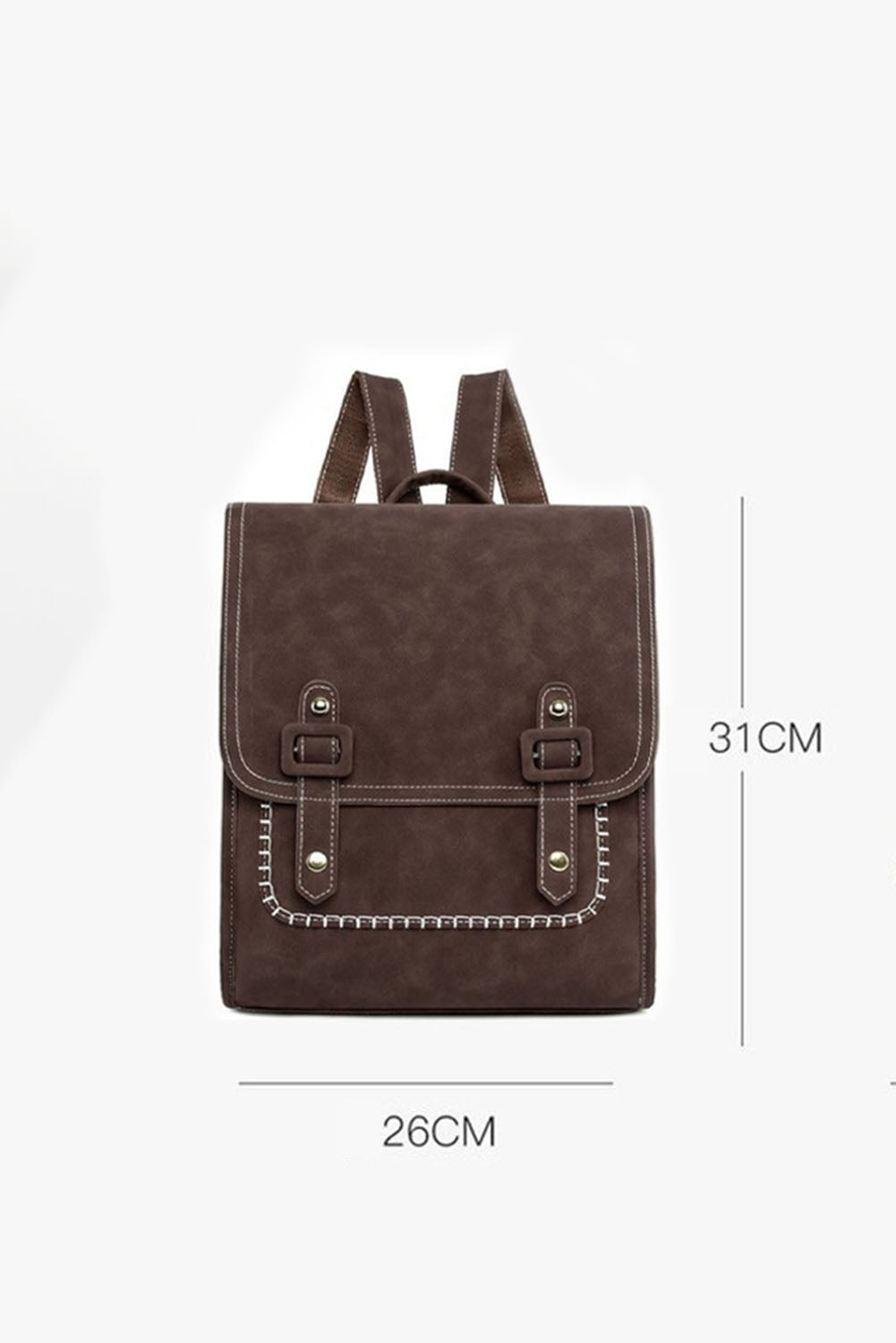 Retro Frosted Multifunction Square Flap Backpack 26*14*31cm