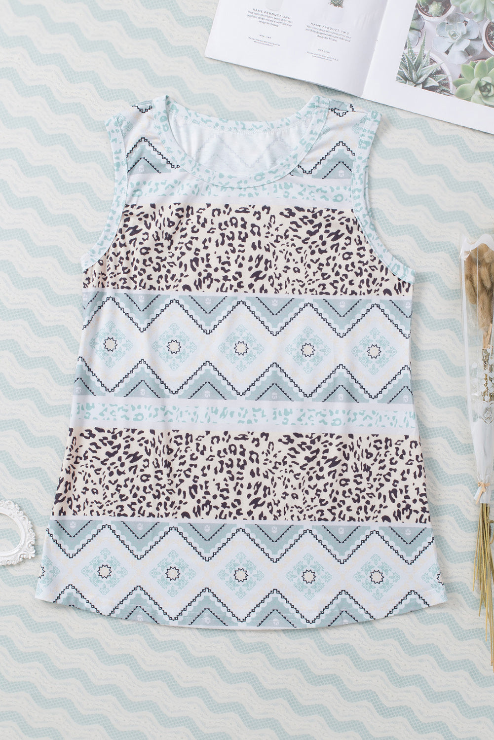 Retro Geometric Leopard Print Tank