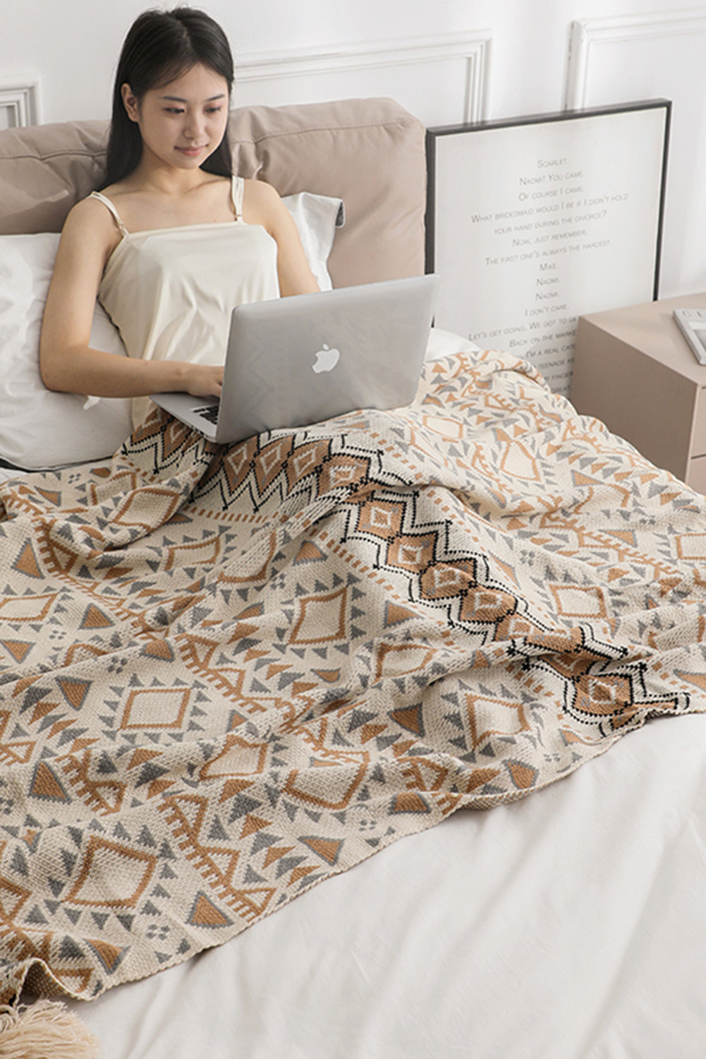 Boho Geometric Knitted Blanket 127*152CM