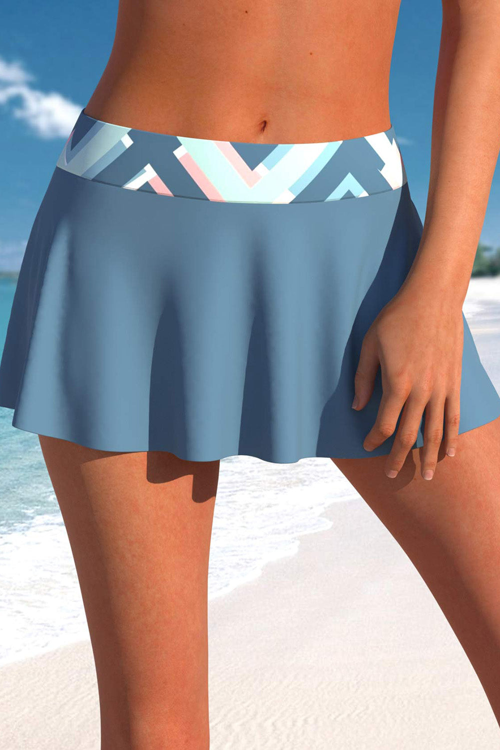 Geometric Print Criss Cross Drawstring Side Tankini Set