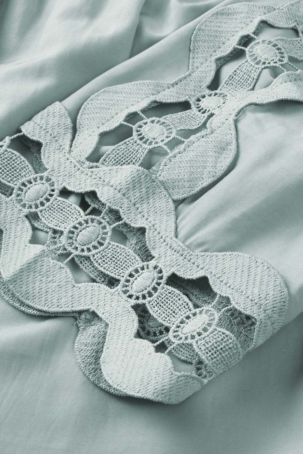 Green Drak Green Crochet Trim Hollow-out Blouse