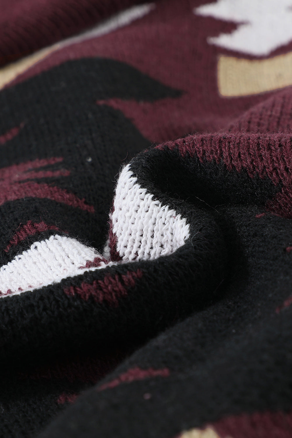 Retro Jacquard Pattern Buttoned Front Hooded Sweater